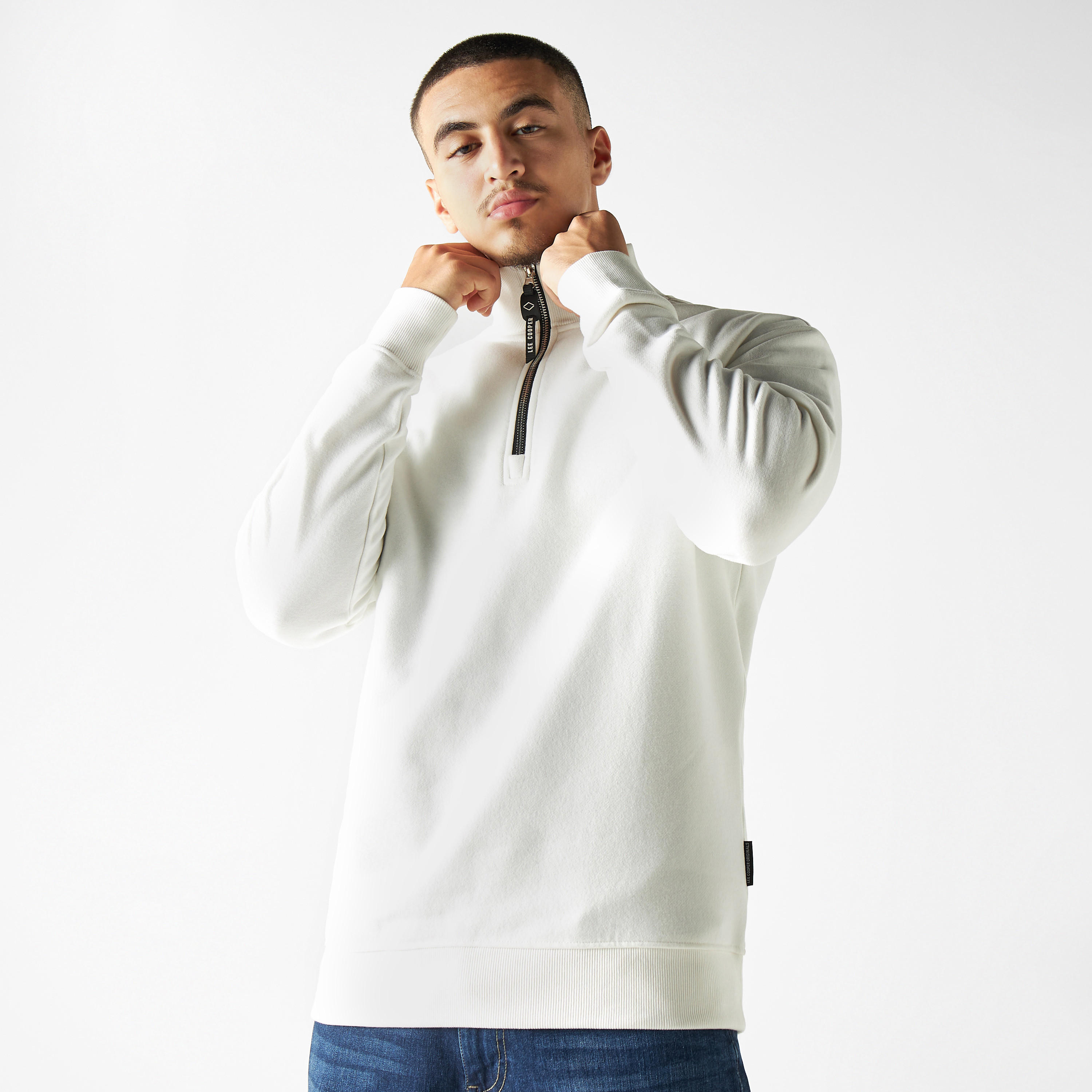 سويت شيرت بياقة عالية وسحاب للإغلاق من لي كوبر-men-winterwear-hoodiesandsweatshirts-image-1