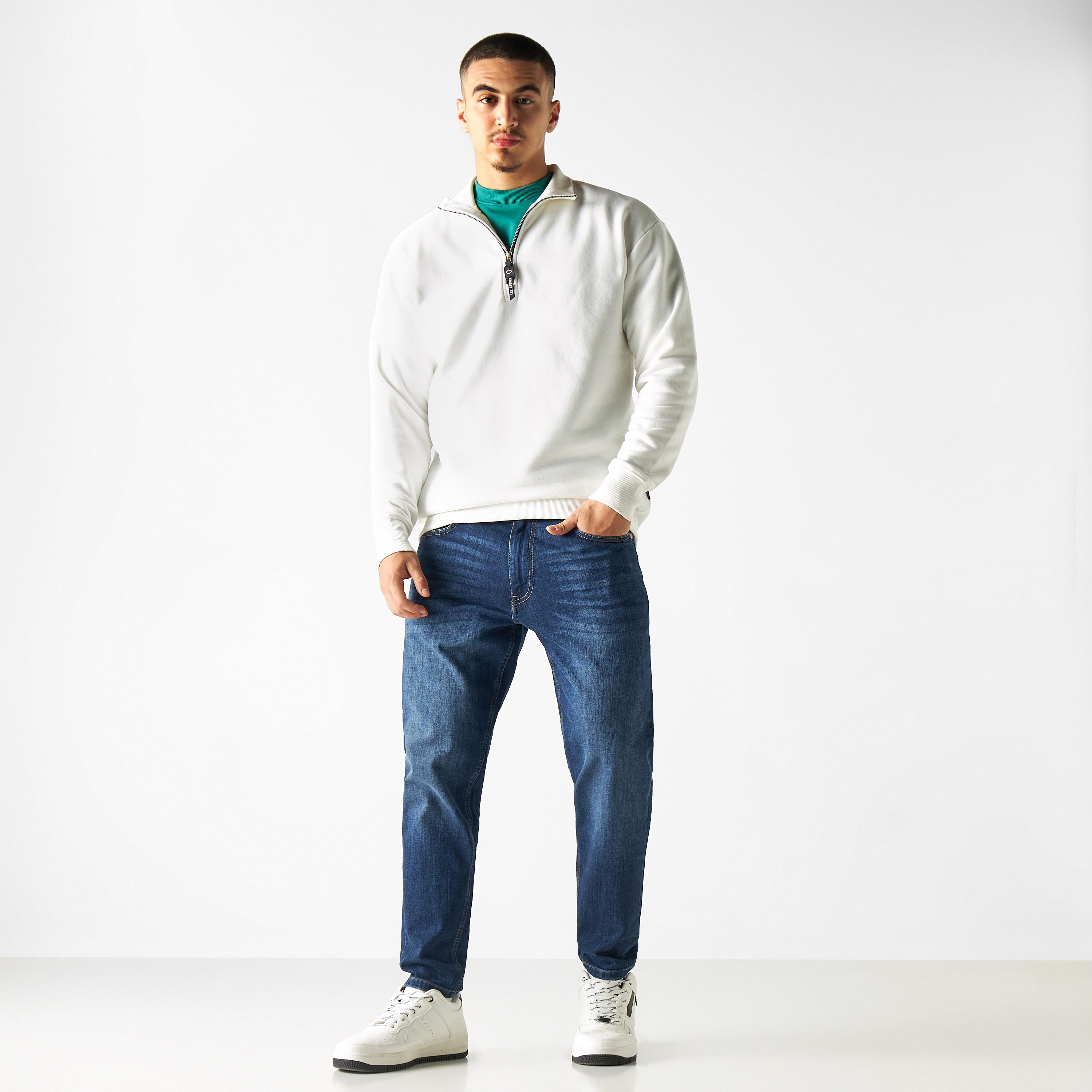 سويت شيرت بياقة عالية وسحاب للإغلاق من لي كوبر-men-winterwear-hoodiesandsweatshirts-image-2