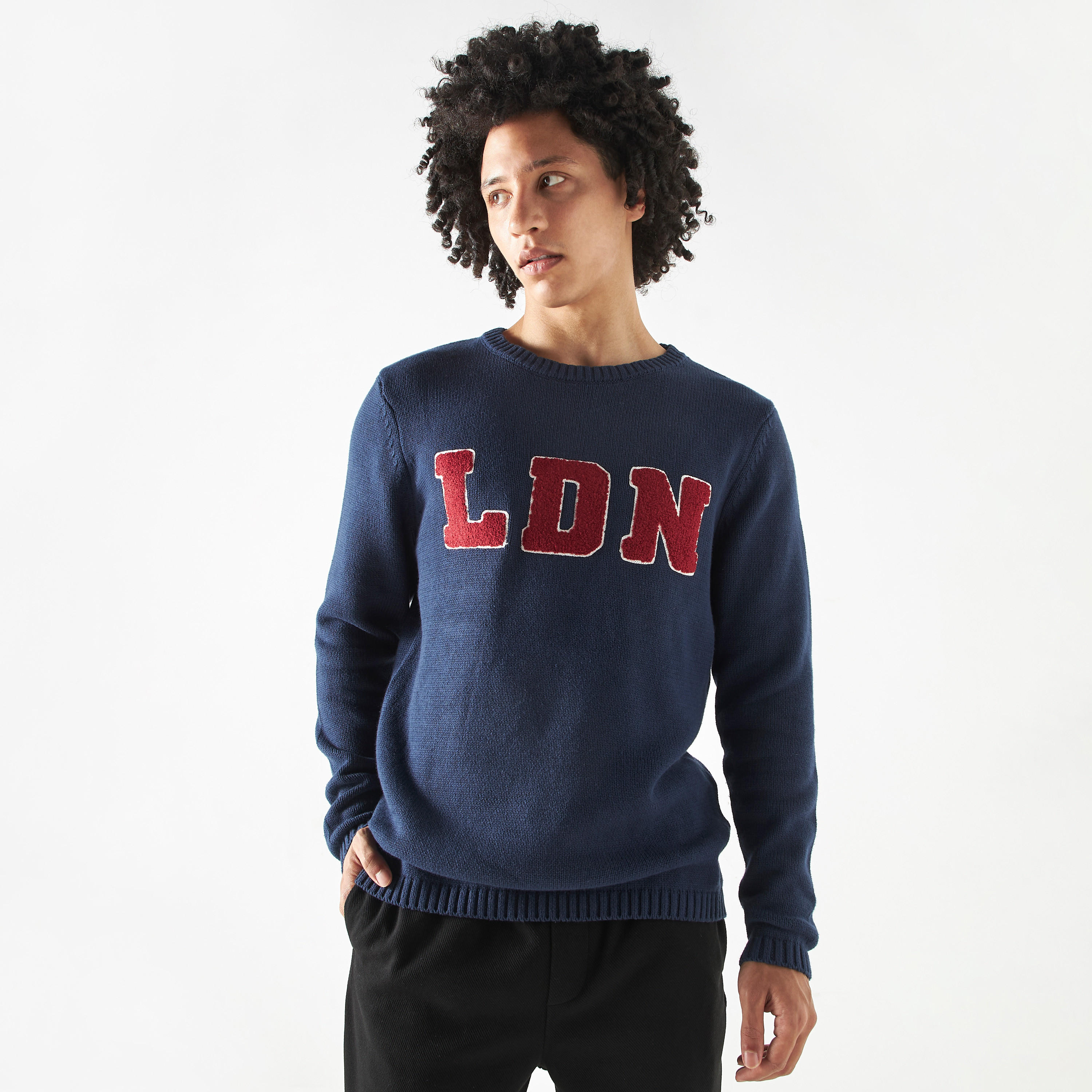 سويت شيرت بارز الملمس بياقة ضيّقة وأكمام طويلة من لي كوبر-men-winterwear-hoodiesandsweatshirts-image-1