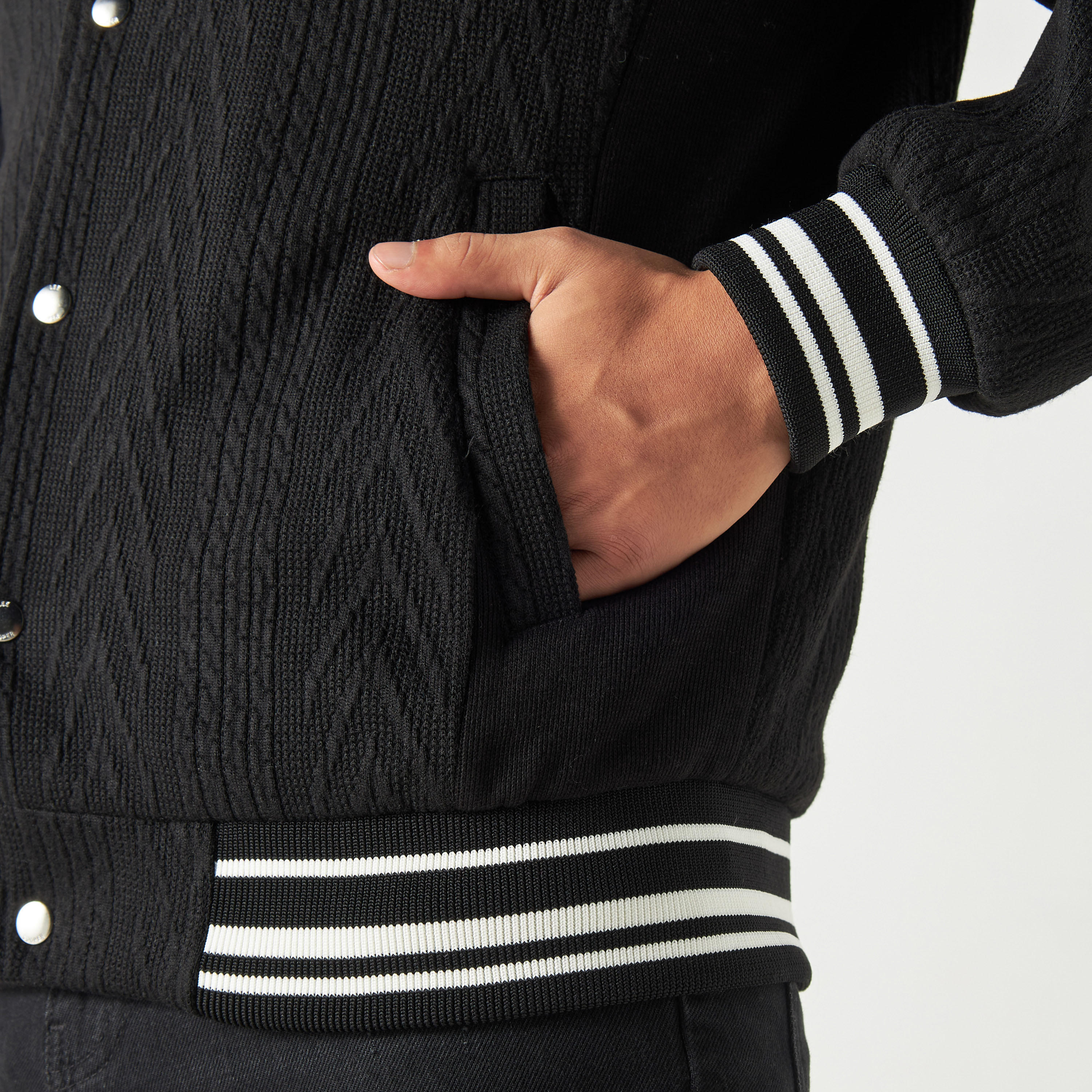 Lee Cooper Textured Varsity Jacket with Long Sleeves and Pockets-men-clothing-jacketsandblazers-jackets-image-5