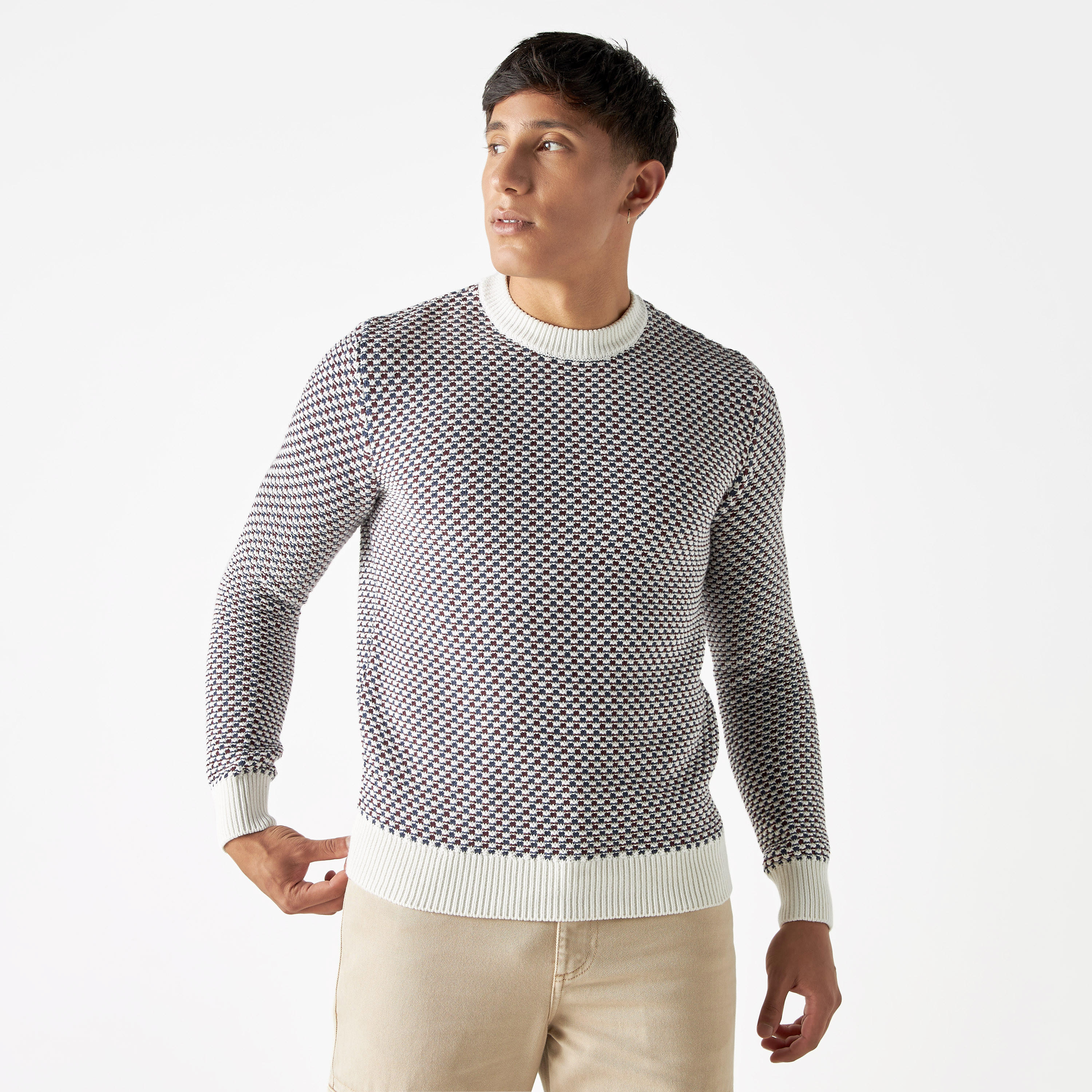 سويت شيرت بارز الملمس بياقة ضيّقة وأكمام طويلة من لي كوبر-men-winterwear-hoodiesandsweatshirts-image-1