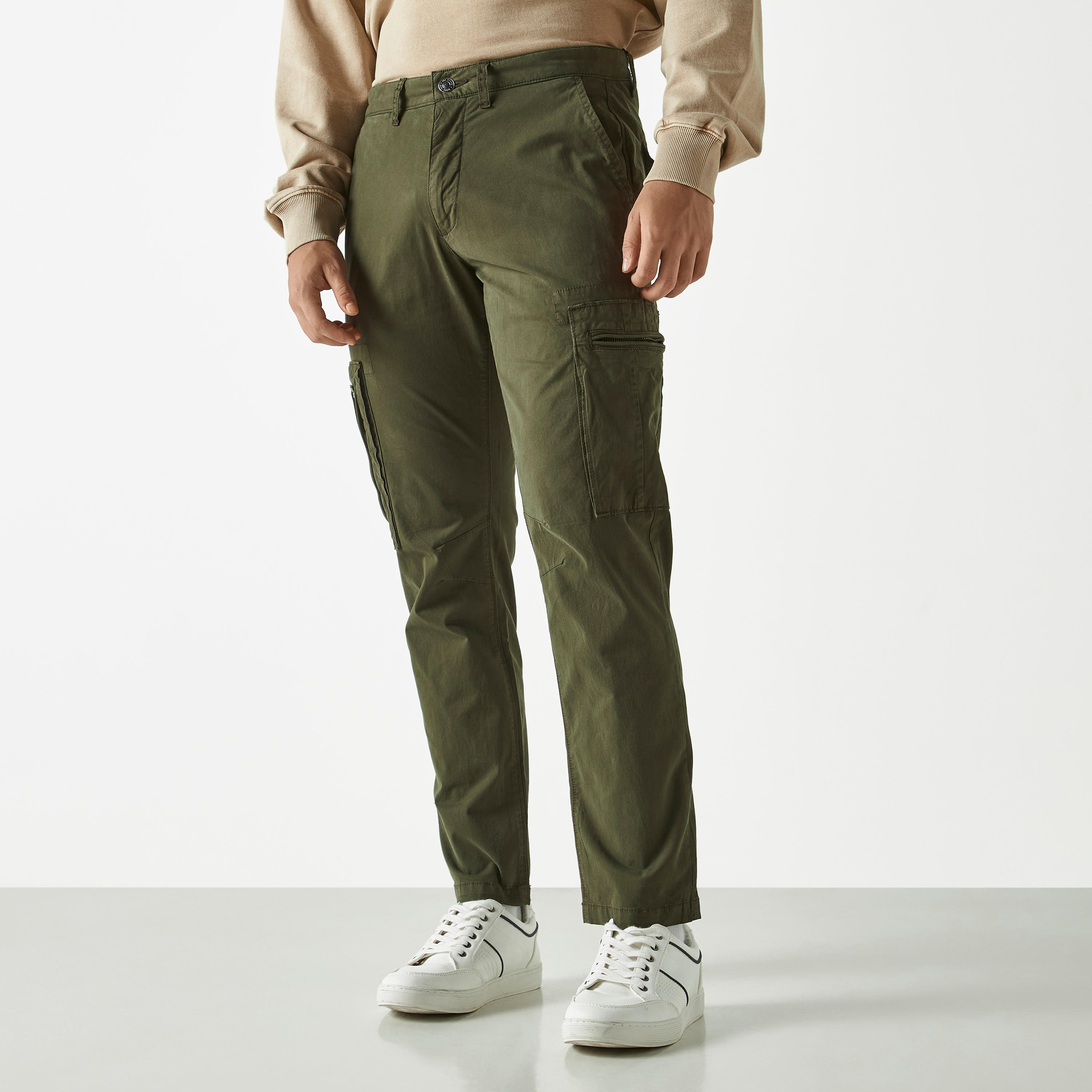 Lee Cooper Relaxed Fit Solid Cargo Pants-men-clothing-bottoms-trousersandchinos-trousers-image-1