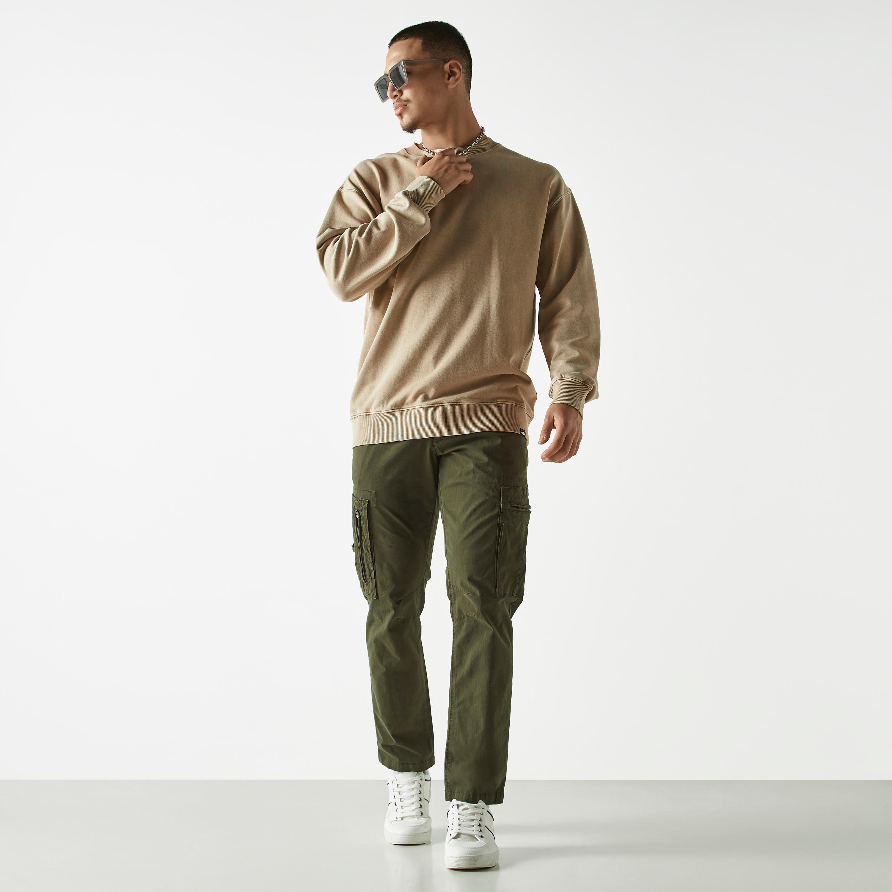 Lee Cooper Relaxed Fit Solid Cargo Pants-men-clothing-bottoms-trousersandchinos-trousers-image-2