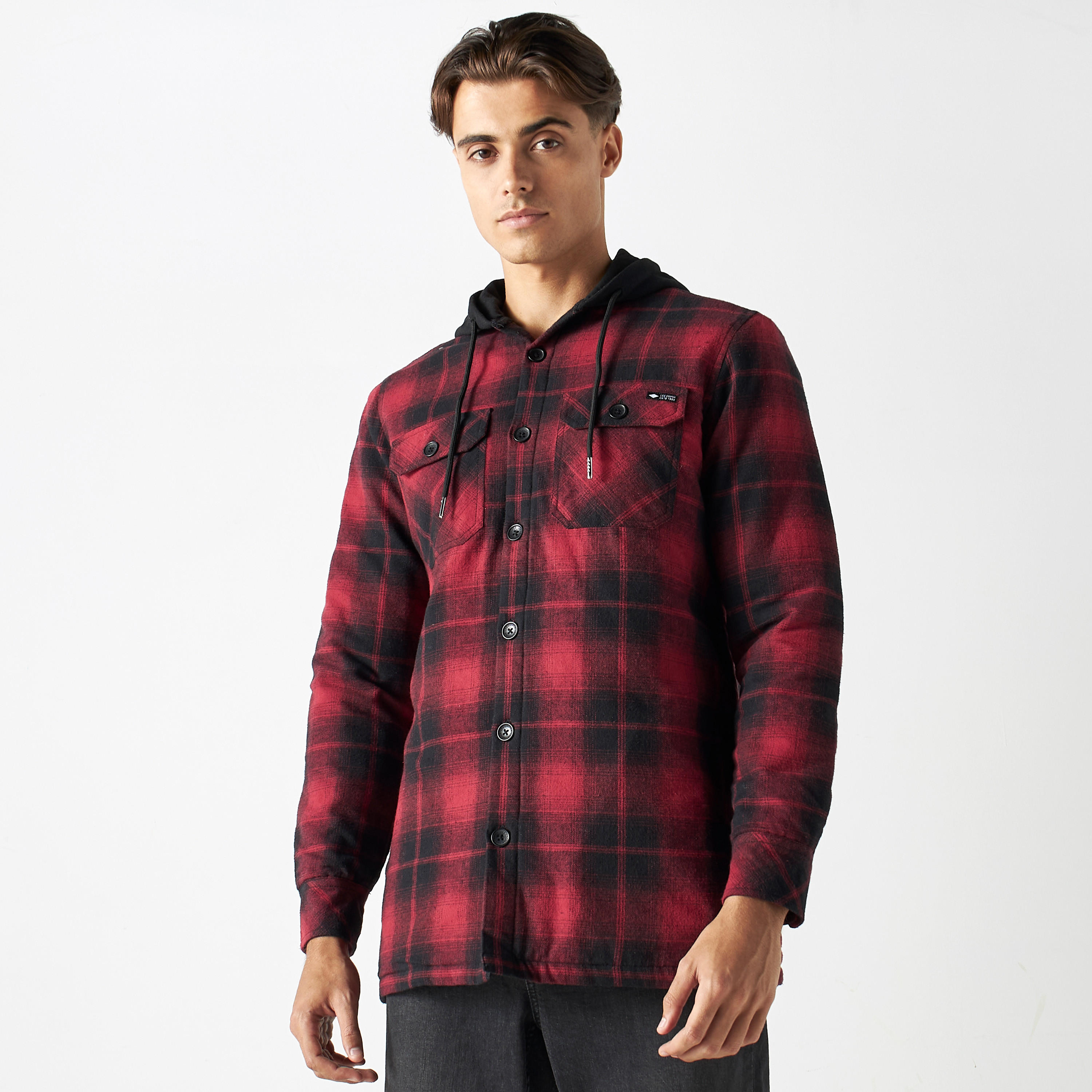 Lee Cooper Checked Jacket with Button Closure and Pockets-men-clothing-jacketsandblazers-jackets-image-1