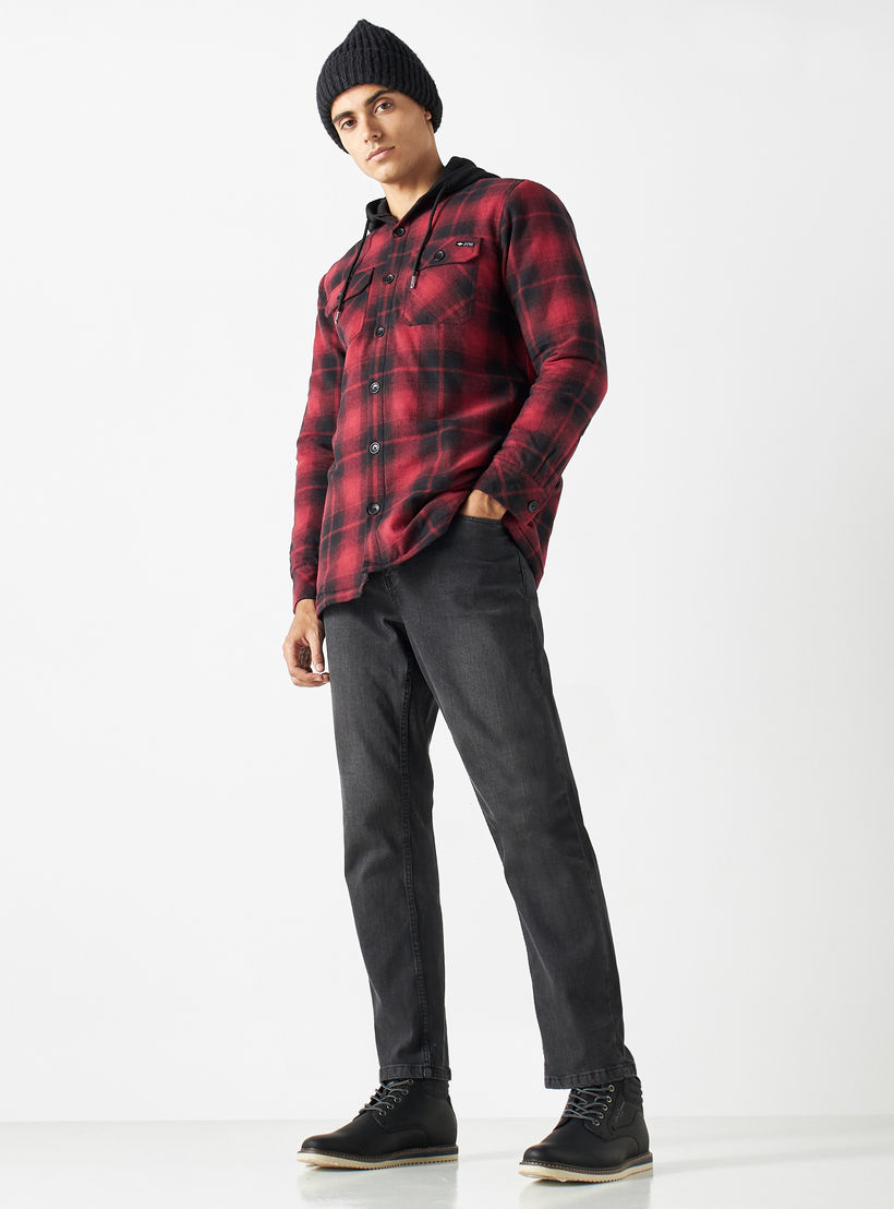 Lee Cooper Checked Jacket with Button Closure and Pockets-men-clothing-jacketsandblazers-jackets-image-2