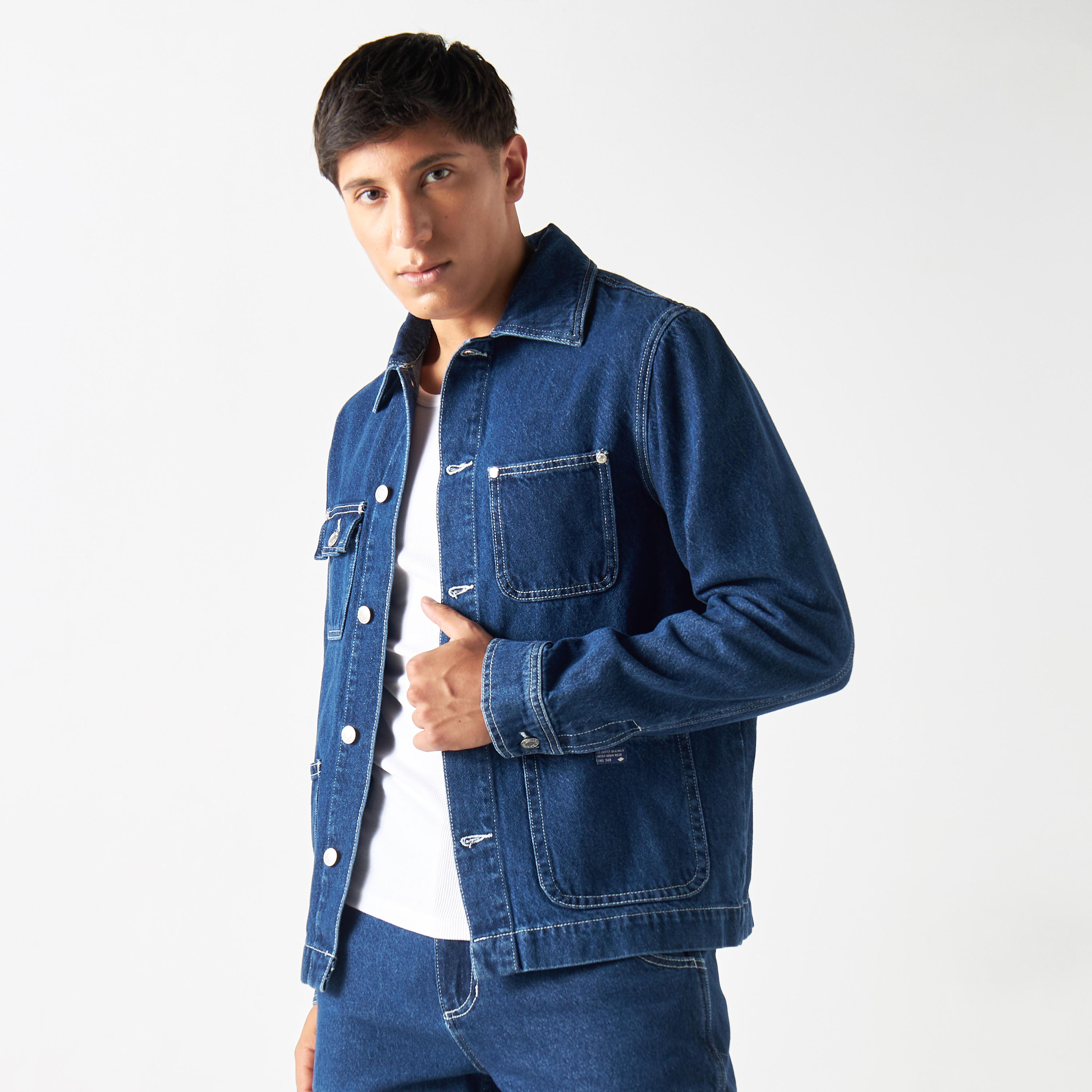 جاكيت دنيم بجيوب وأكمام طويلة من لي كوبر-men-clothing-jacketsandblazers-jackets-image-5