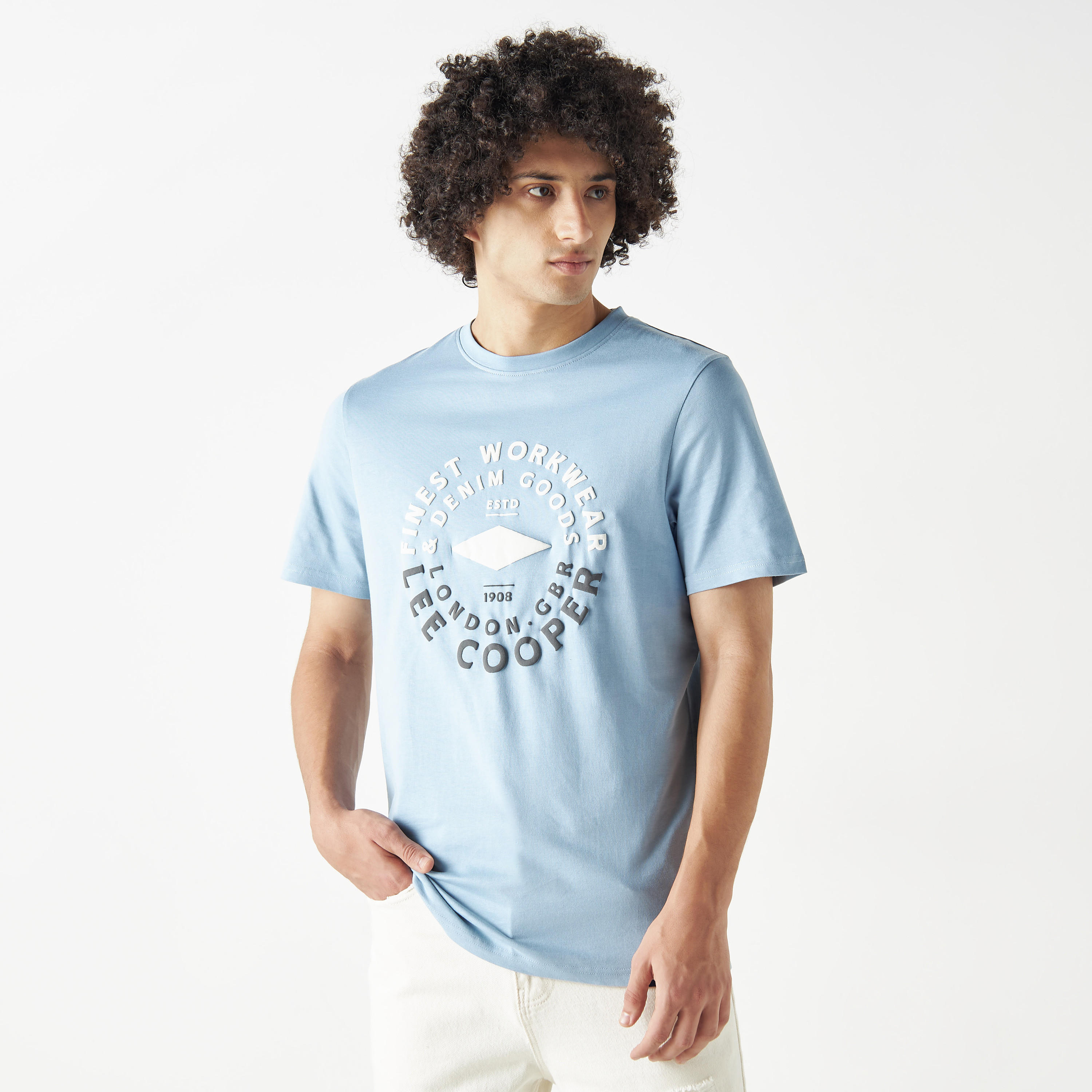 Lee Cooper Printed Crew Neck T-shirt with Short Sleeves-men-clothing-tshirtsandpolos-tshirts-image-1