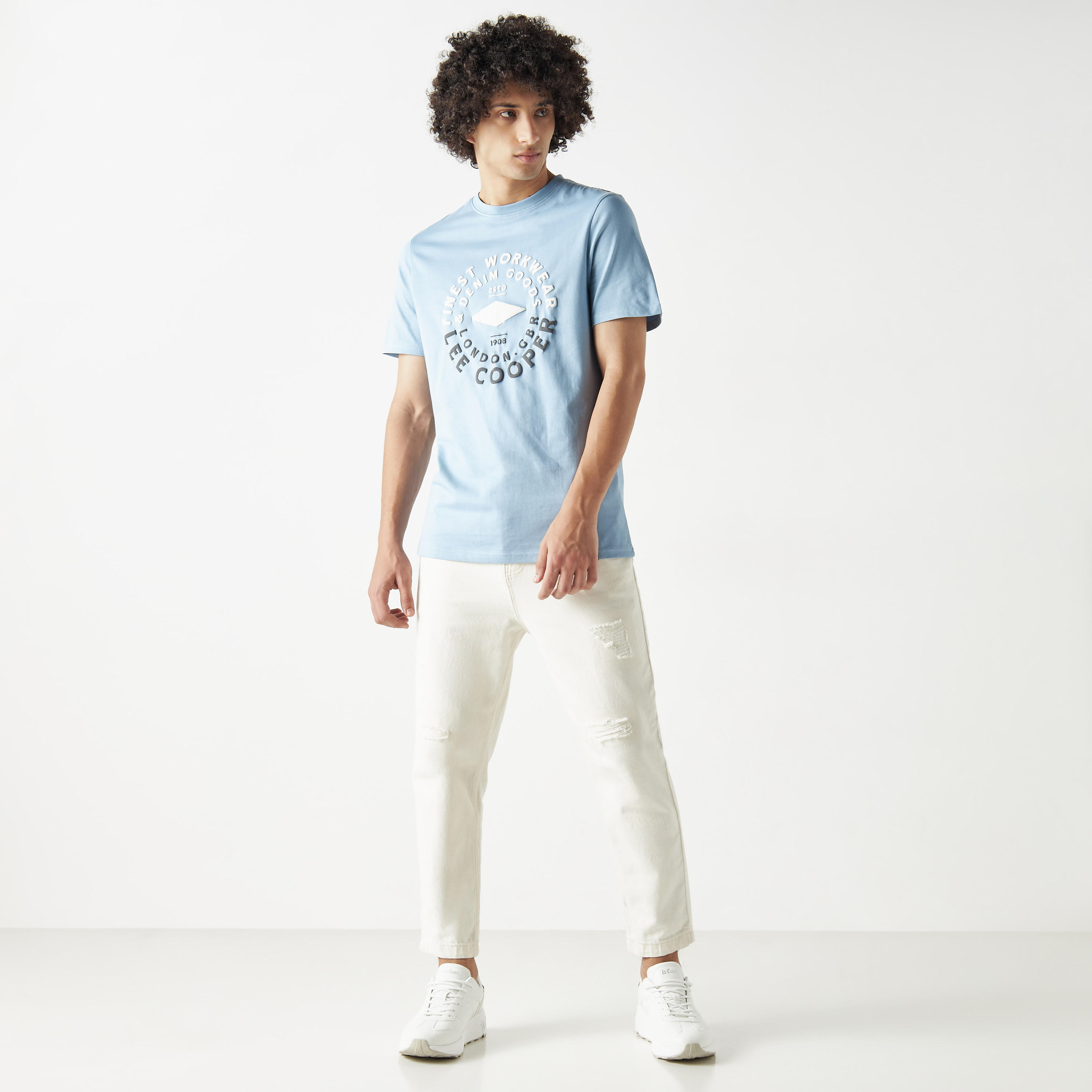 Lee Cooper Printed Crew Neck T-shirt with Short Sleeves-men-clothing-tshirtsandpolos-tshirts-image-2