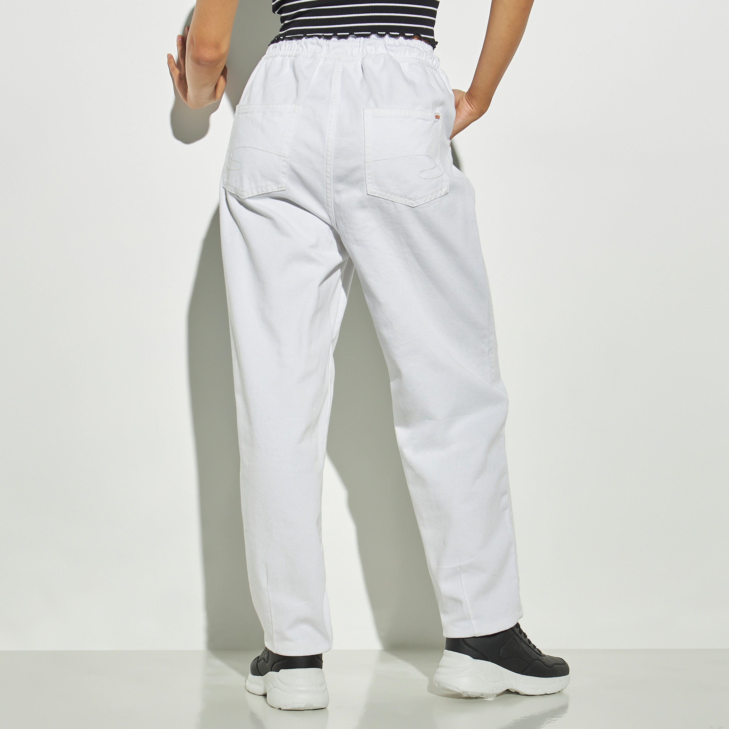 Lee Cooper Relaxed Fit Solid Slouchy Jeans with Drawstring Closure-women-clothing-bottoms-jeans-image-3