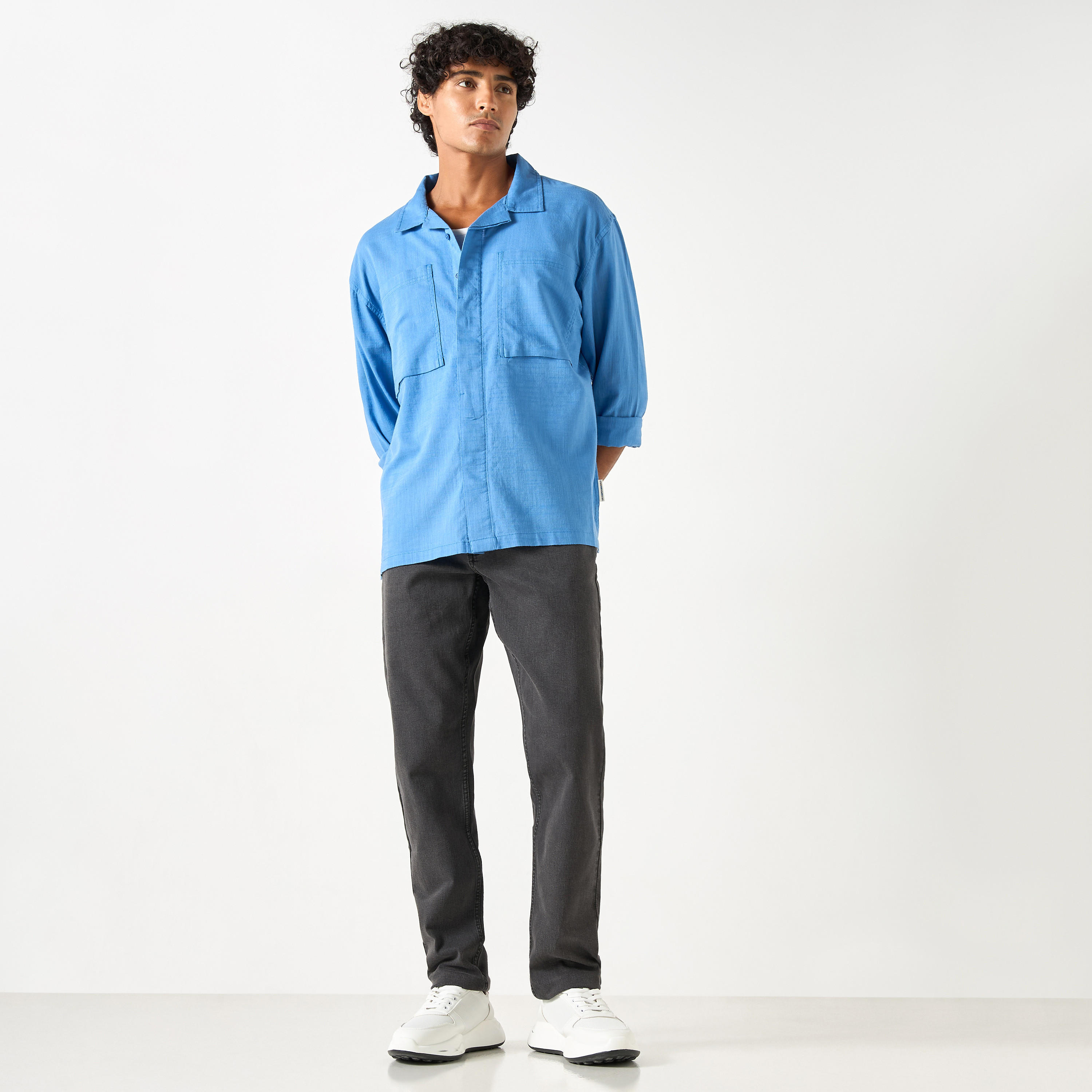 قميص قطن بياقة كامب من لي كوبر-men-clothing-shirts-image-2