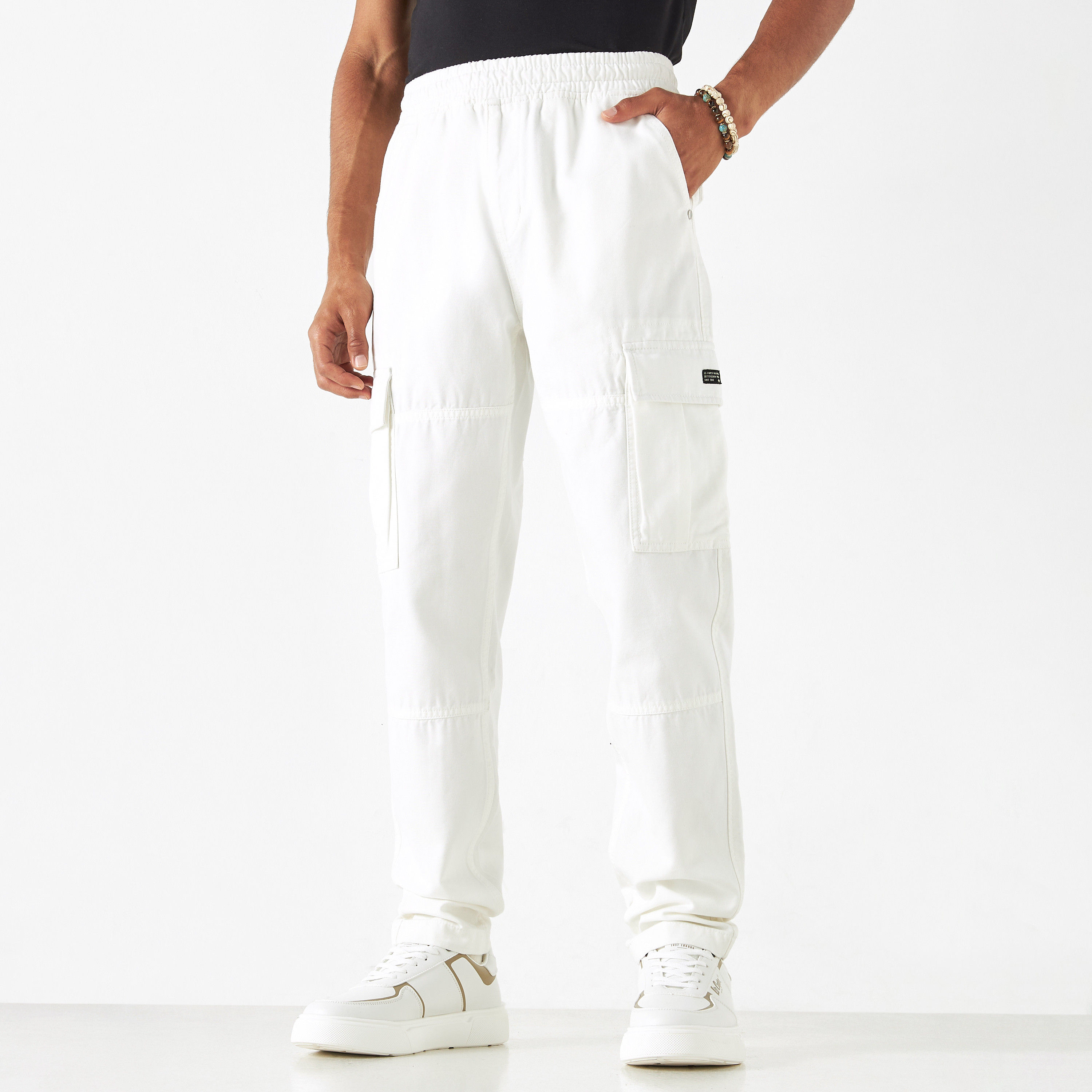 Lee Cooper Cargo Pants with Pockets and Elasticated Waistband-men-clothing-trousersandchinos-trousers-image-1
