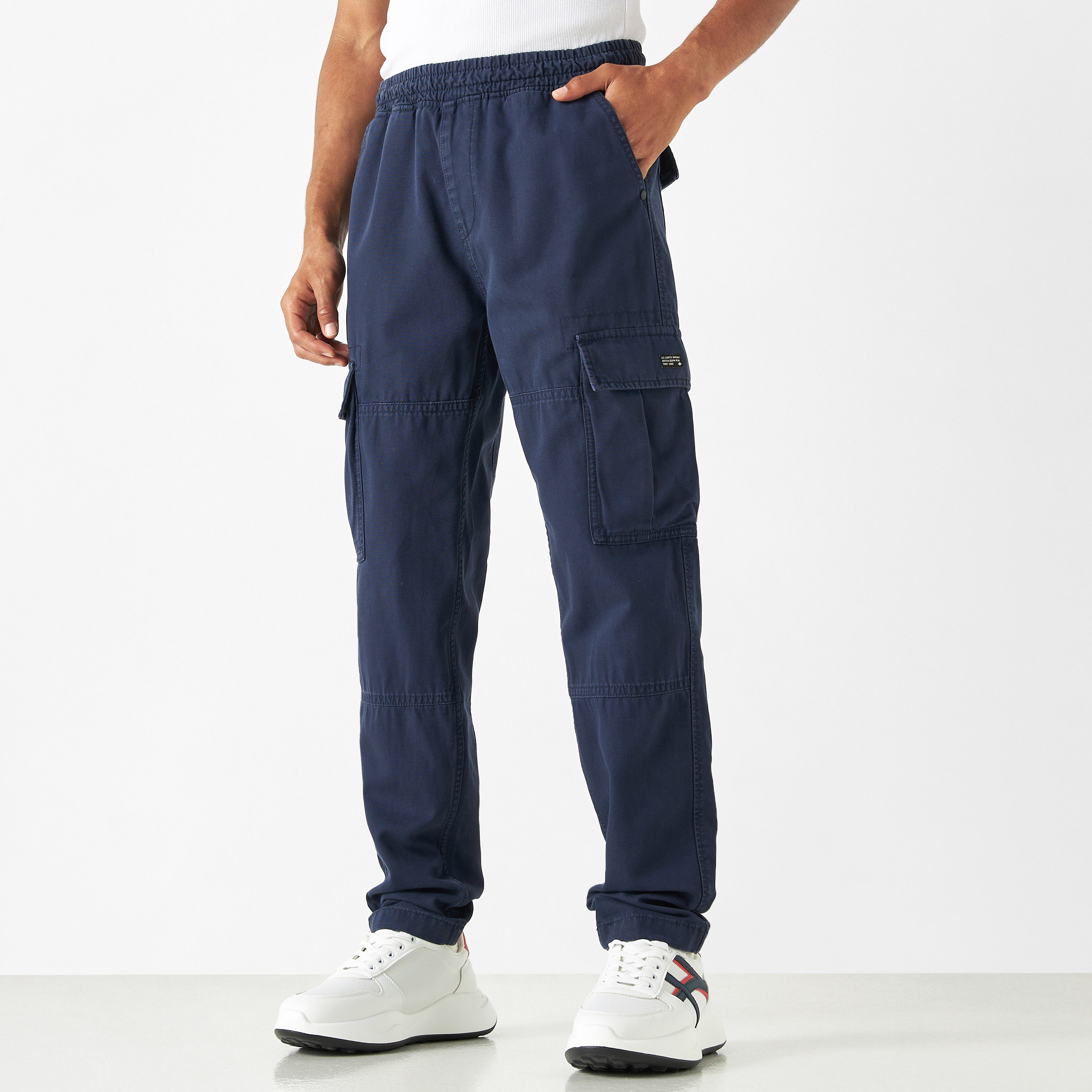Lee Cooper Cargo Pants with Pockets and Elasticated Waistband-men-clothing-trousersandchinos-trousers-image-6