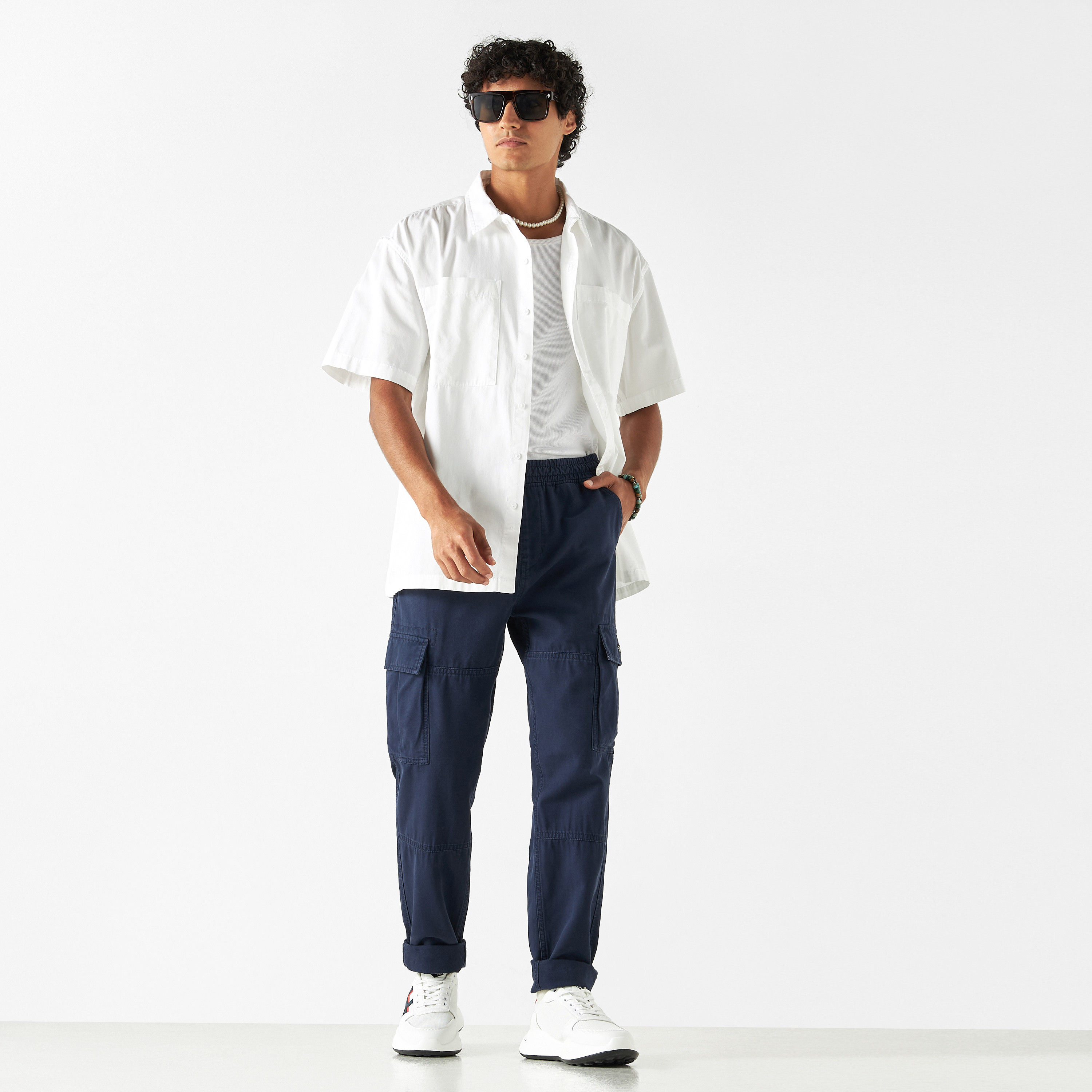 Lee Cooper Cargo Pants with Pockets and Elasticated Waistband-men-clothing-trousersandchinos-trousers-image-7