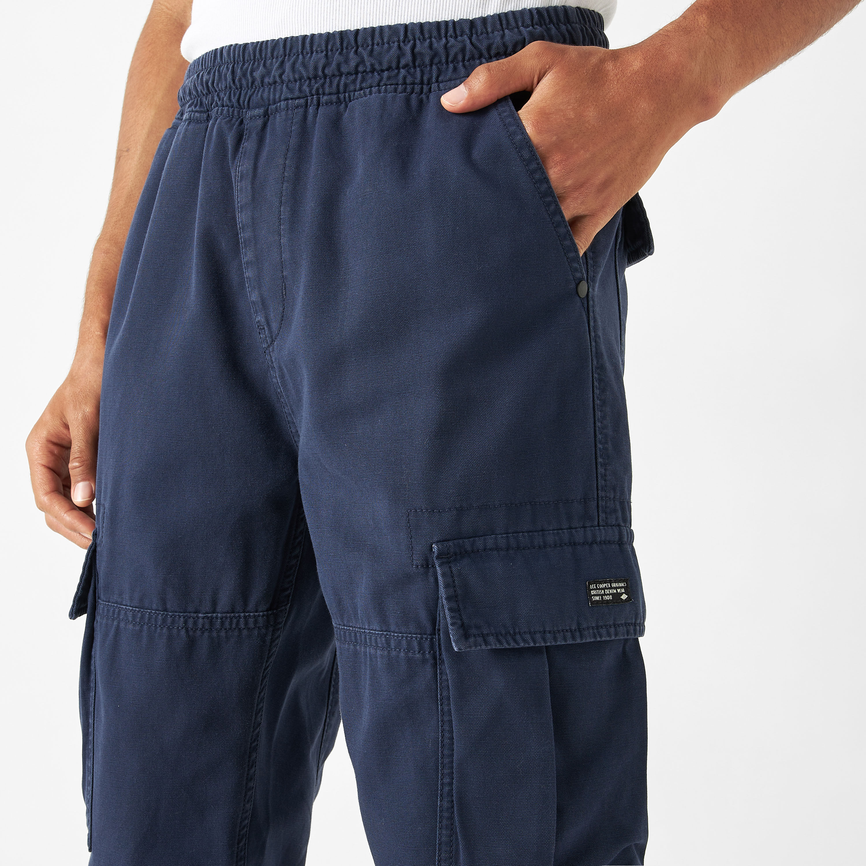 Lee Cooper Cargo Pants with Pockets and Elasticated Waistband-men-clothing-trousersandchinos-trousers-image-9
