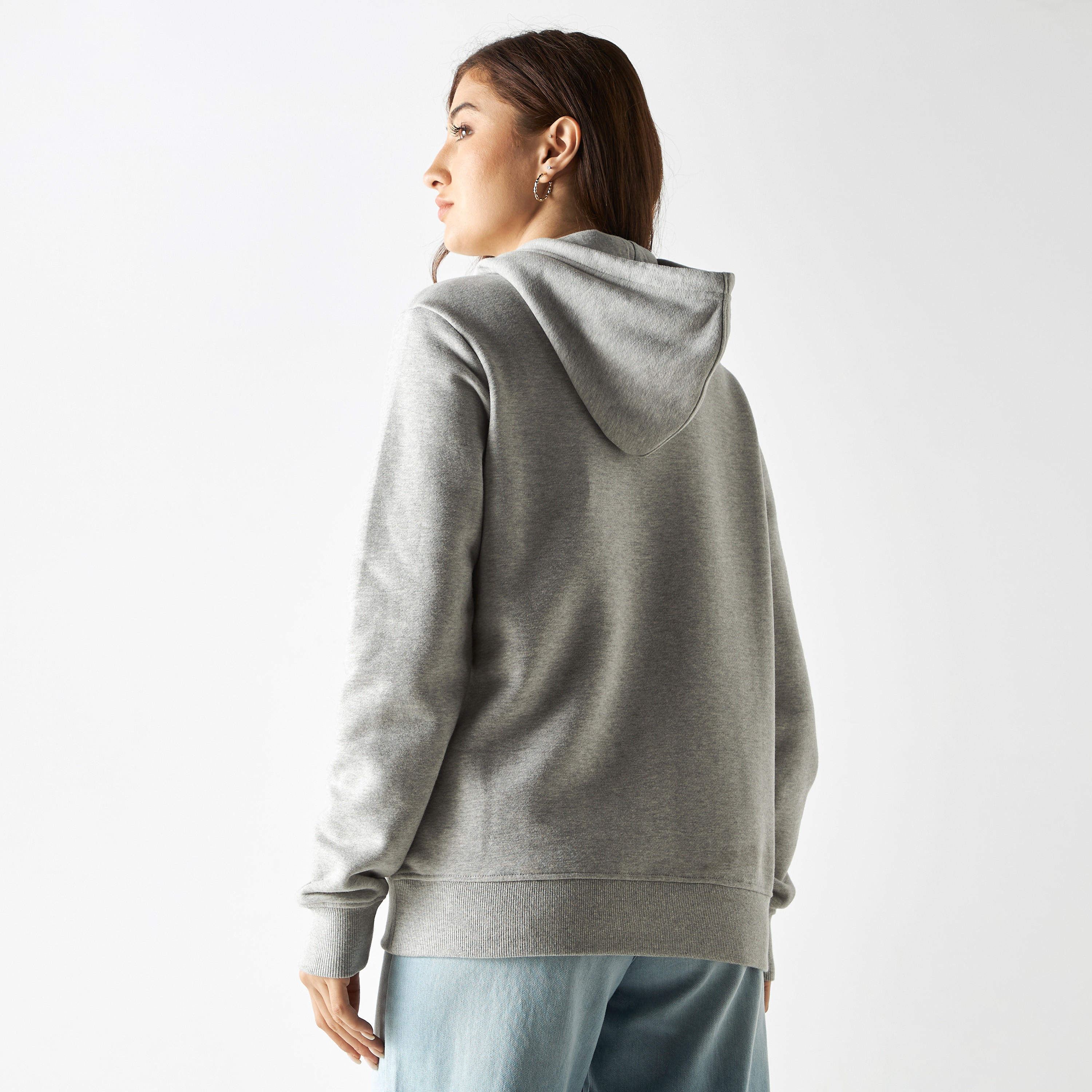 Lee Cooper Logo Embroidered Hoodie with Long Sleeves-women-winterwear-hoodiesandsweatshirts-hoodies-image-2