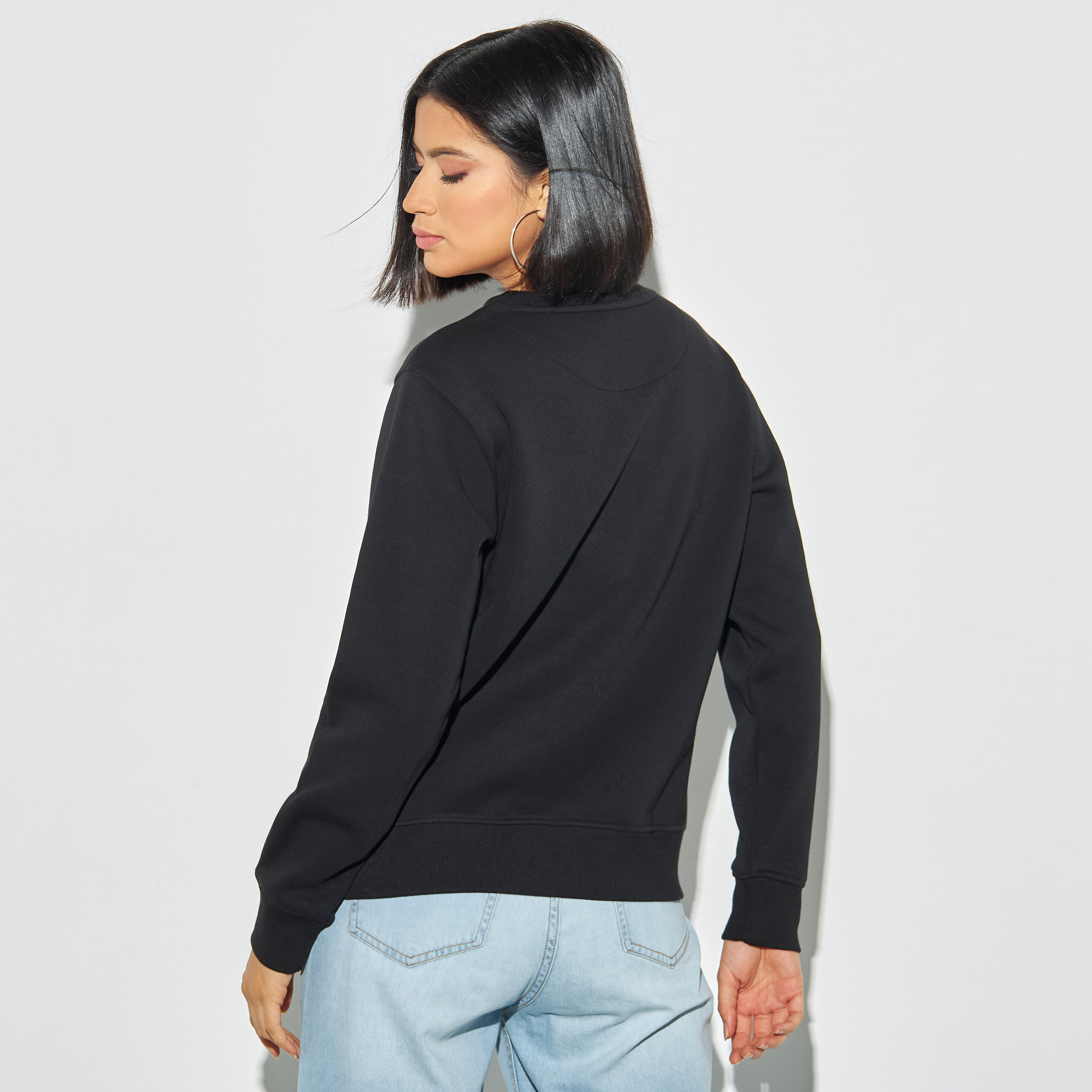 سويت شيرت مزين بأكمام طويلة من لي كوبر-women-winterwear-hoodiesandsweatshirts-sweatshirts-image-2
