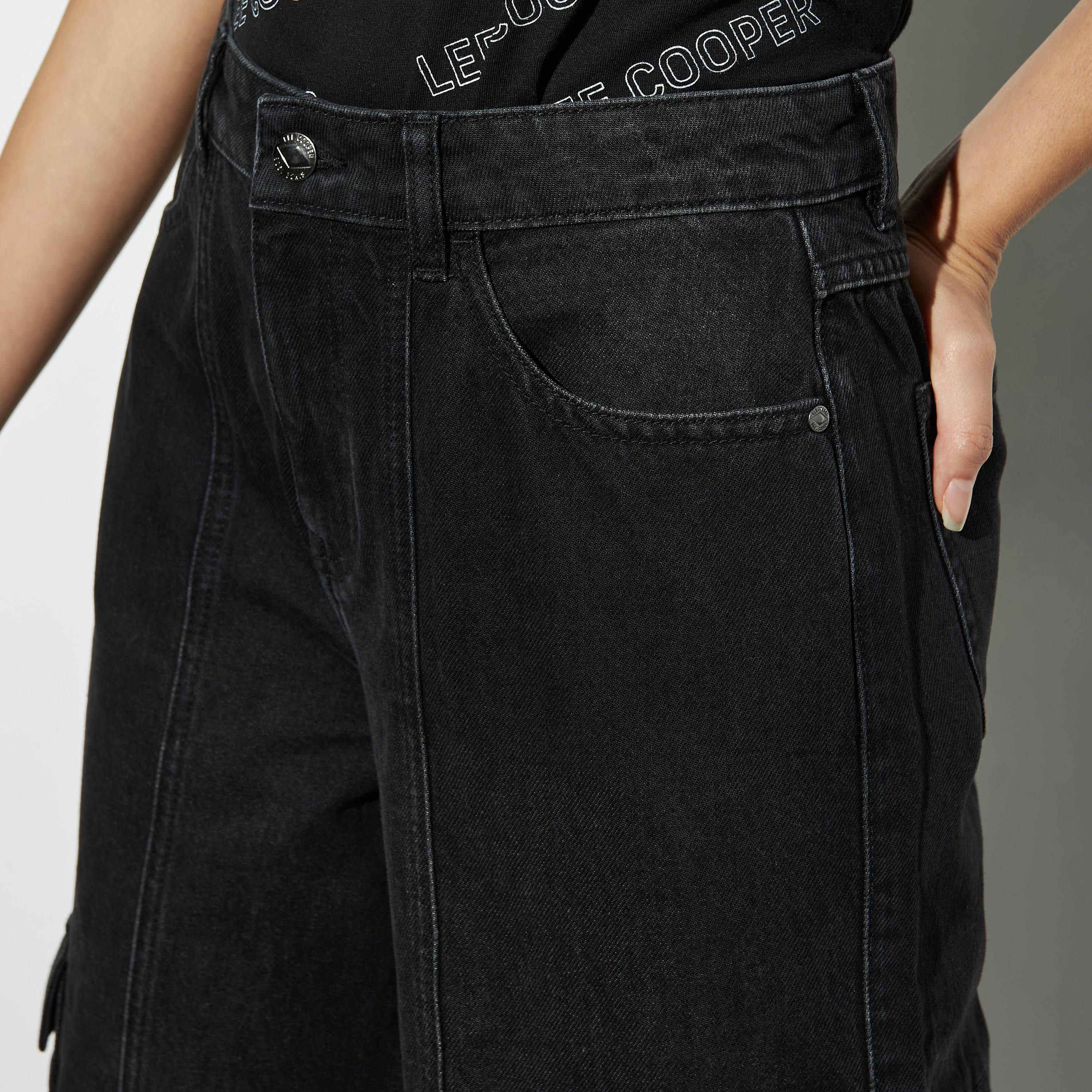 Lee Cooper Solid Wide Leg Cargo Jeans-women-clothing-bottoms-jeans-image-4