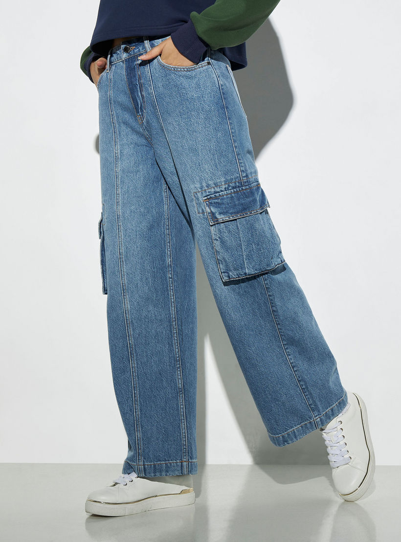 Lee Cooper Wide Leg Cargo Jeans-women-clothing-bottoms-jeans-image-1