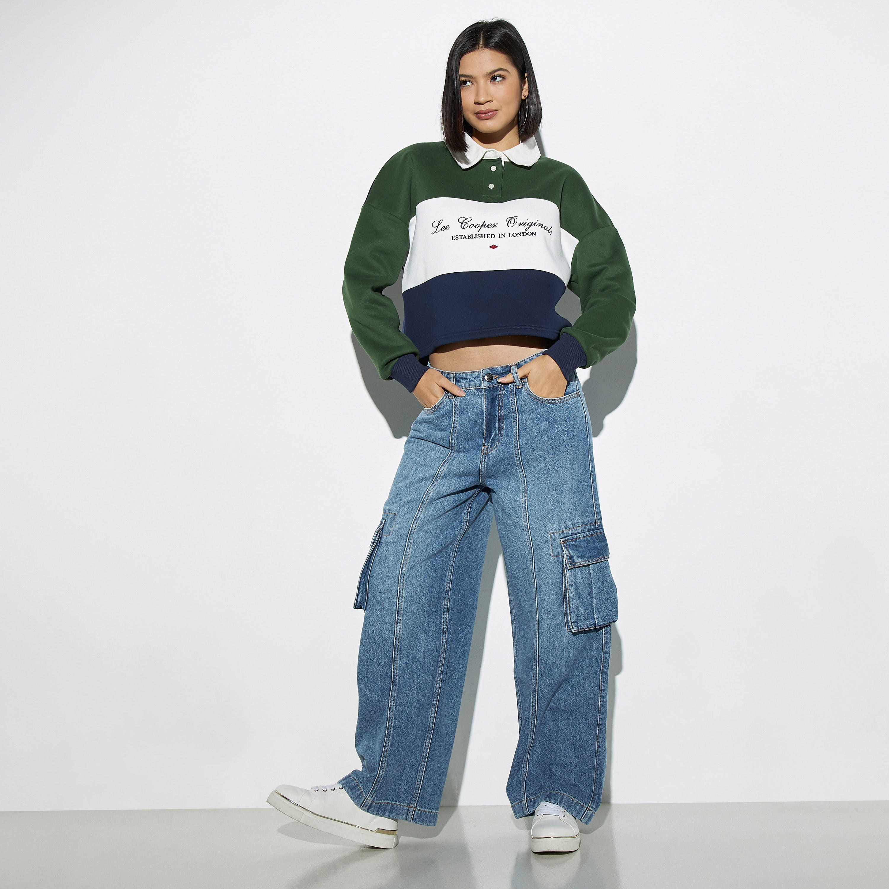 Lee Cooper Wide Leg Cargo Jeans-women-clothing-bottoms-jeans-image-2