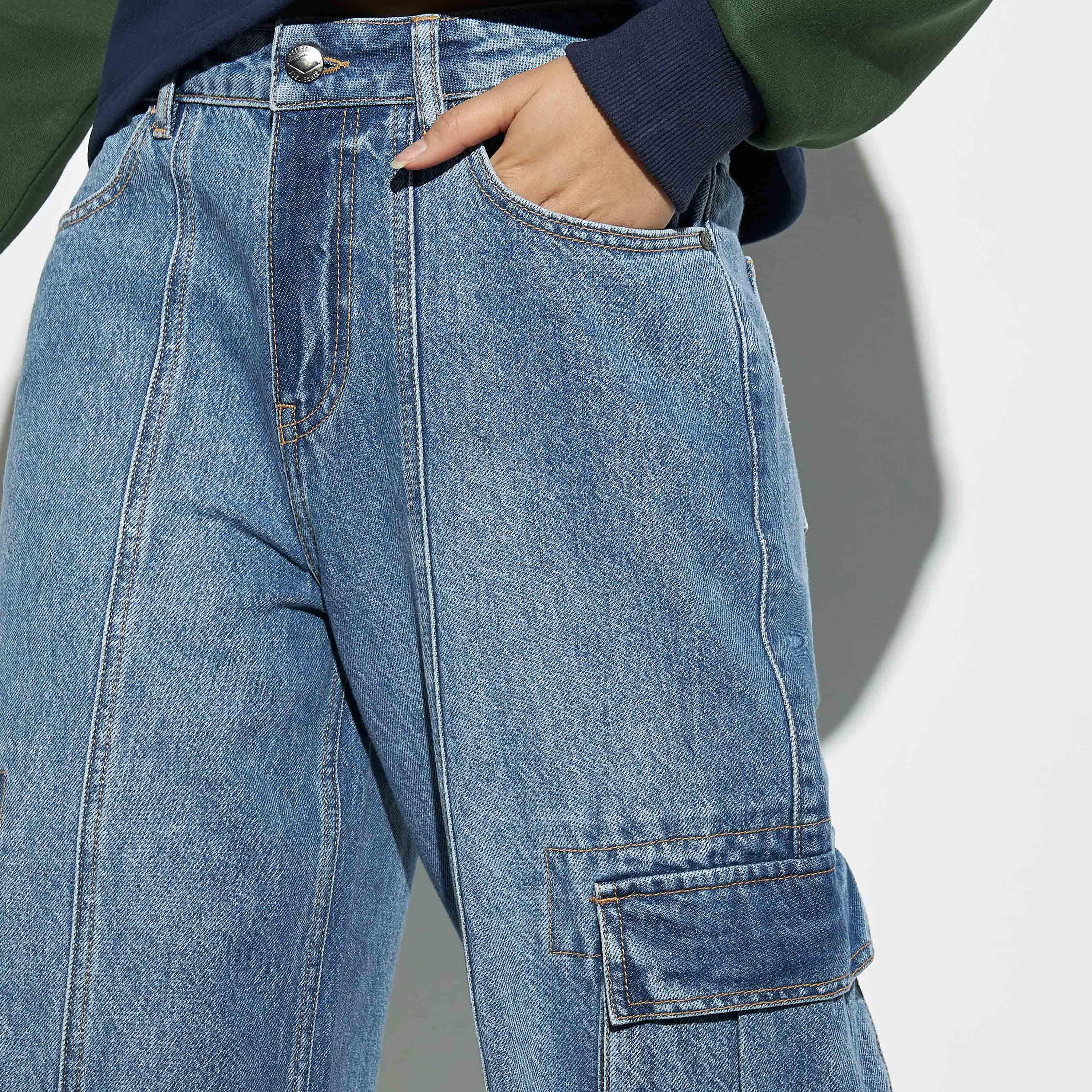 Lee Cooper Wide Leg Cargo Jeans-women-clothing-bottoms-jeans-image-4