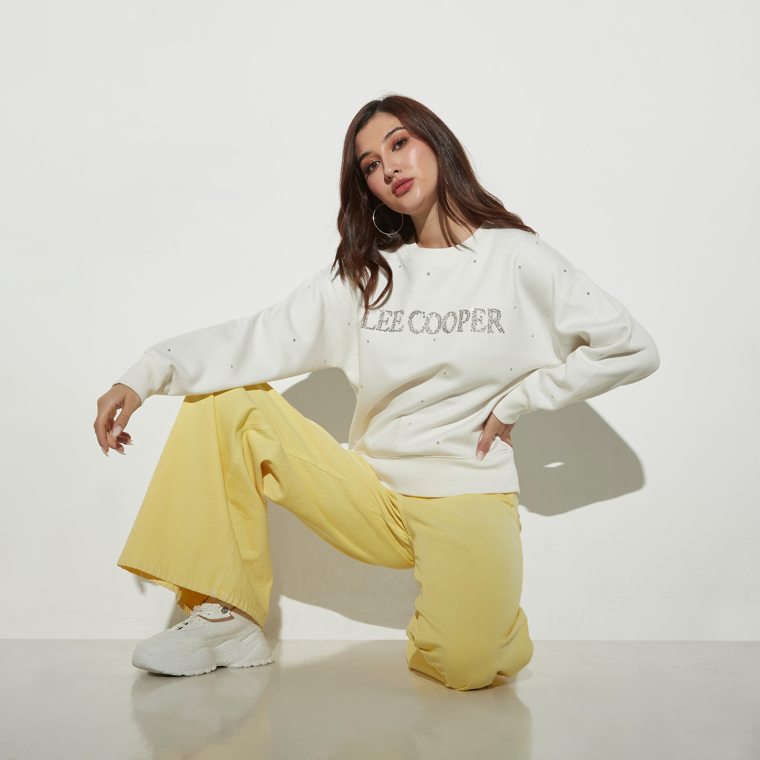 Lee Cooper Stud Embellished Sweatshirt with Long Sleeves-women-winterwear-hoodiesandsweatshirts-sweatshirts-image-2