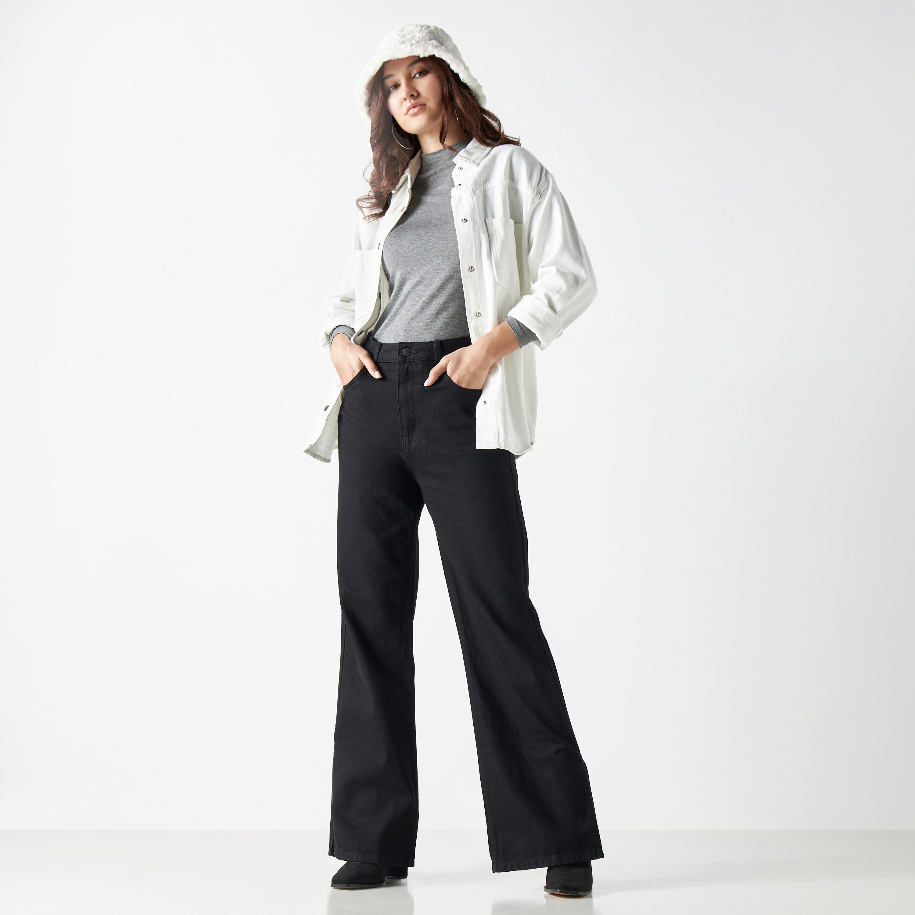 جاكيت دنيم بأكمام طويلة وجيوب من لي كوبر-women-winterwear-coatsandjackets-jackets-image-2