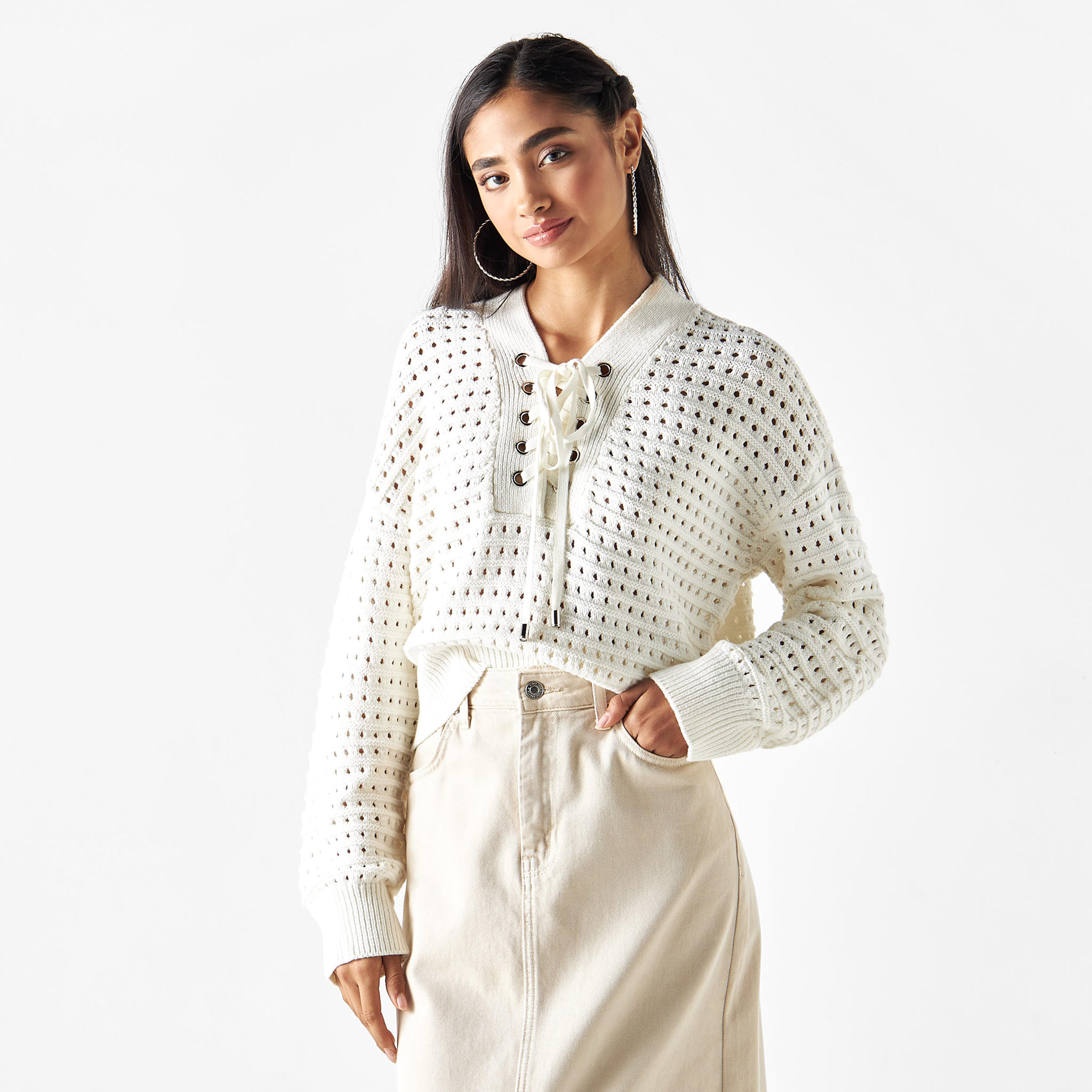 جاكيت بارز الملمس بأربطة وحواف مضلّعة من لي كوبر-women-winterwear-coatsandjackets-jackets-image-1