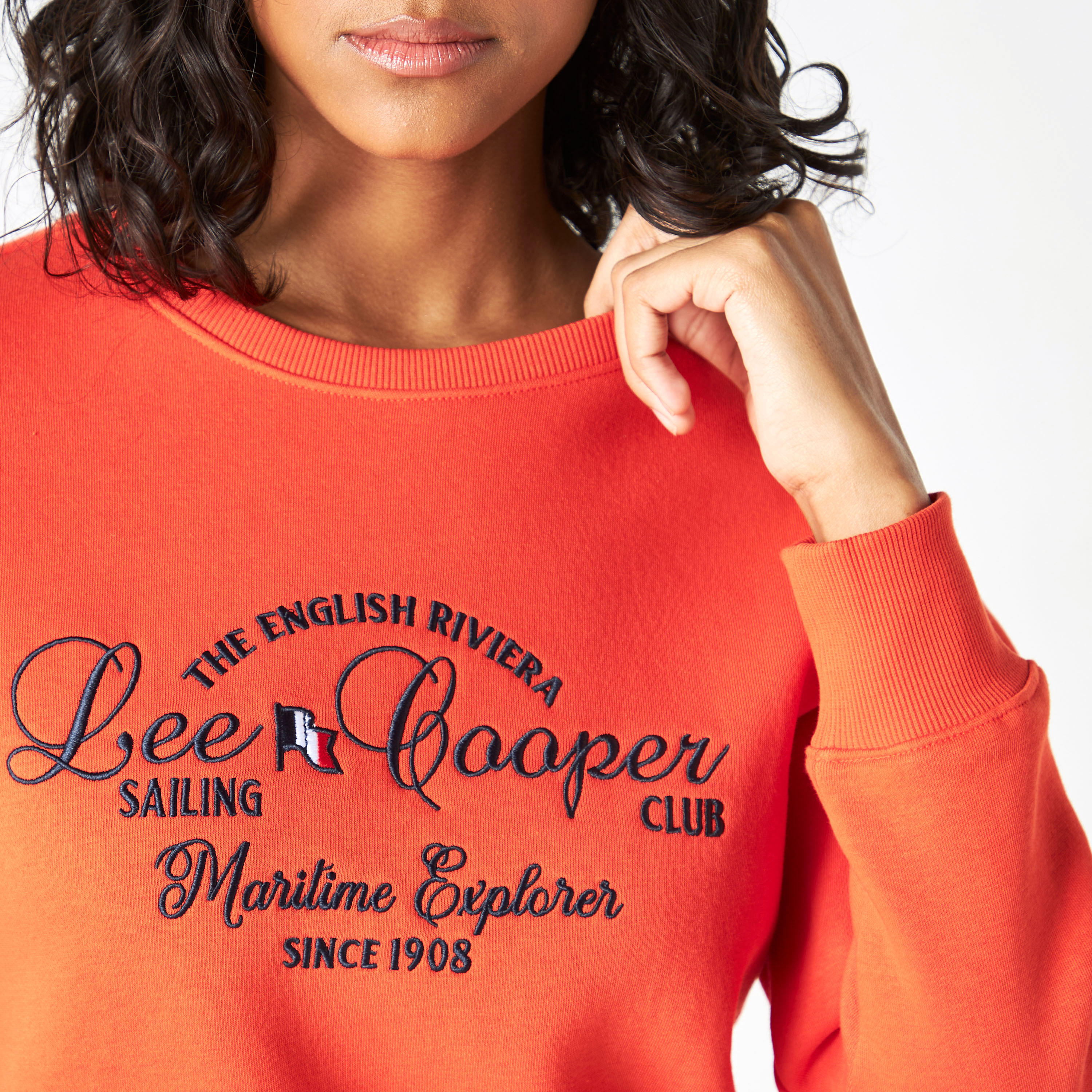 Lee Cooper Logo Print Crew Neck Sweatshirt with Long Sleeves-women-winterwear-hoodiesandsweatshirts-sweatshirts-image-4