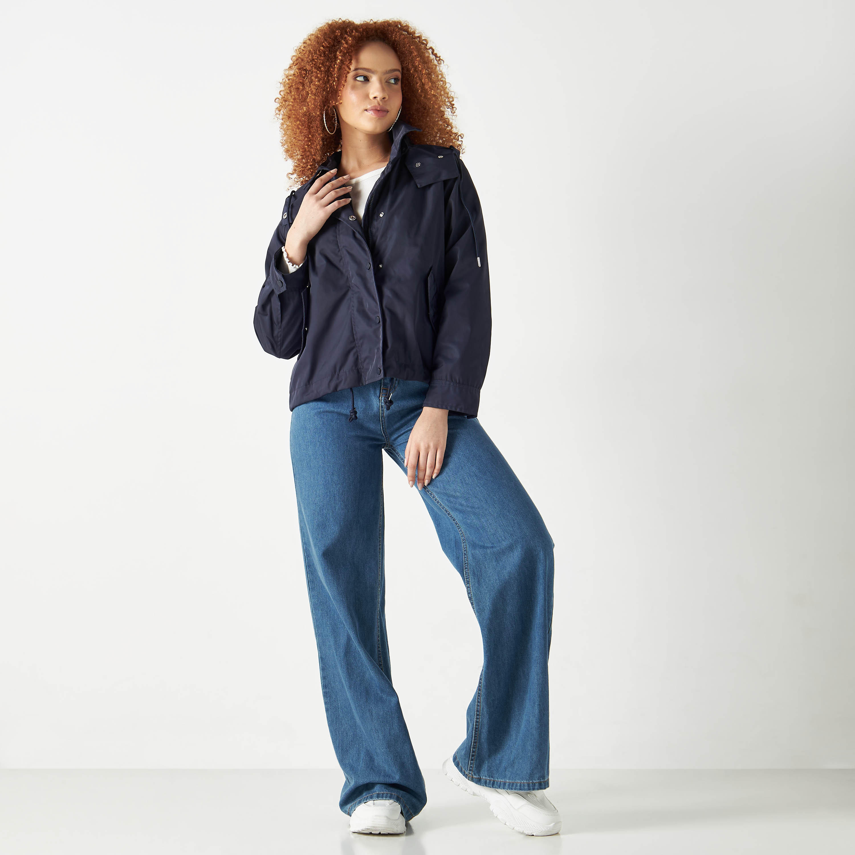 Lee Cooper Zip Through Hooded Jacket with Long Sleeves and Pockets-women-winterwear-coatsandjackets-jackets-image-2