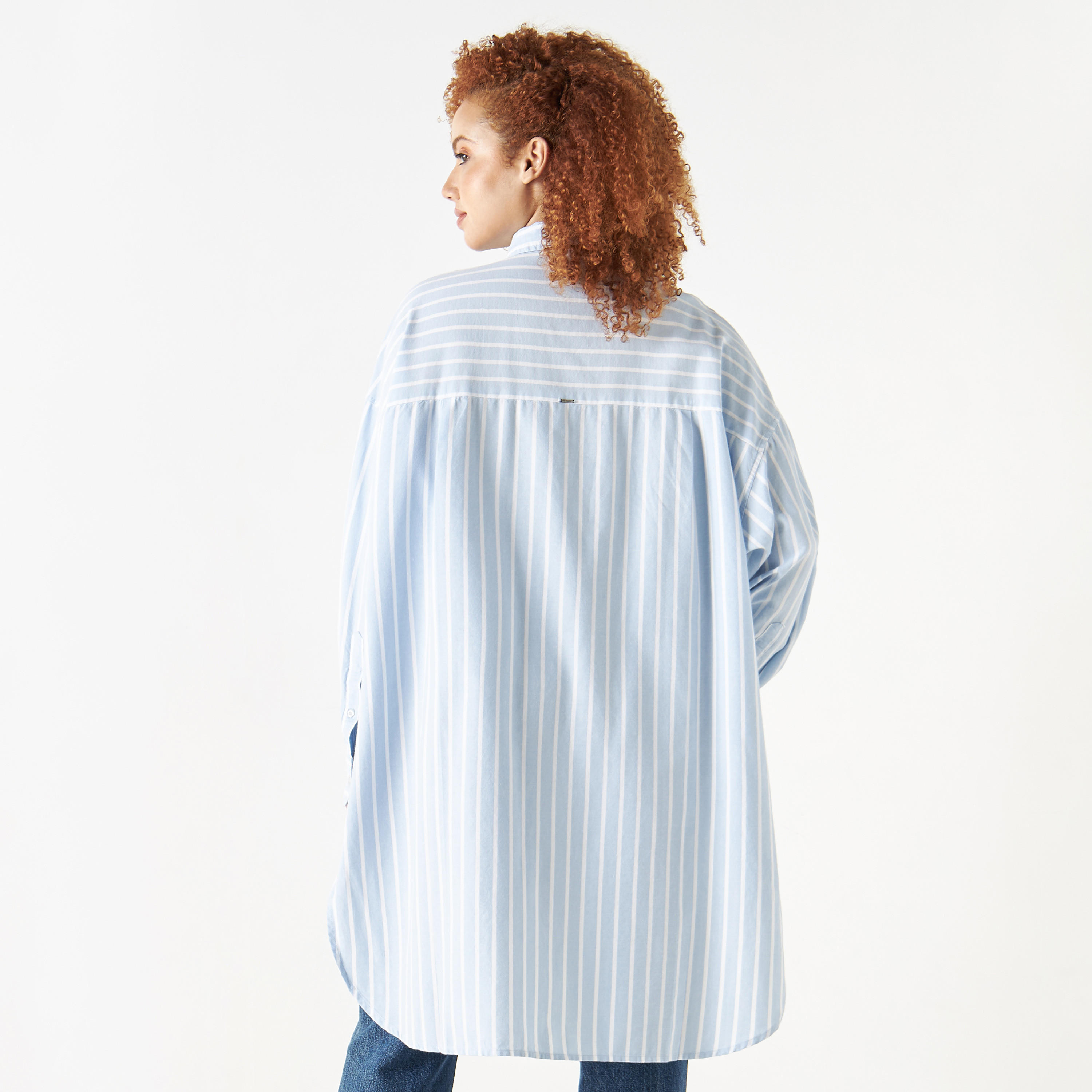 قميص دينم مقلّم طويل بأكمام طويلة من لي كوبر-women-clothing-shirtsandblouses-shirts-image-3