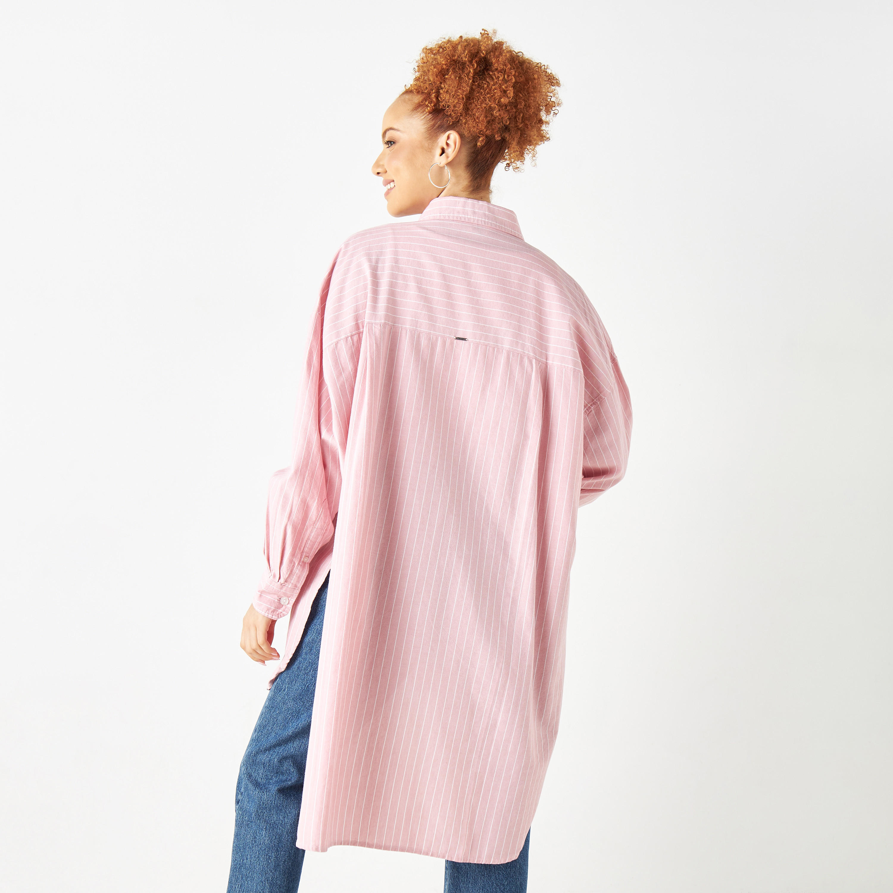 قميص دينم مقلّم طويل بأكمام طويلة من لي كوبر-women-clothing-shirtsandblouses-shirts-image-7