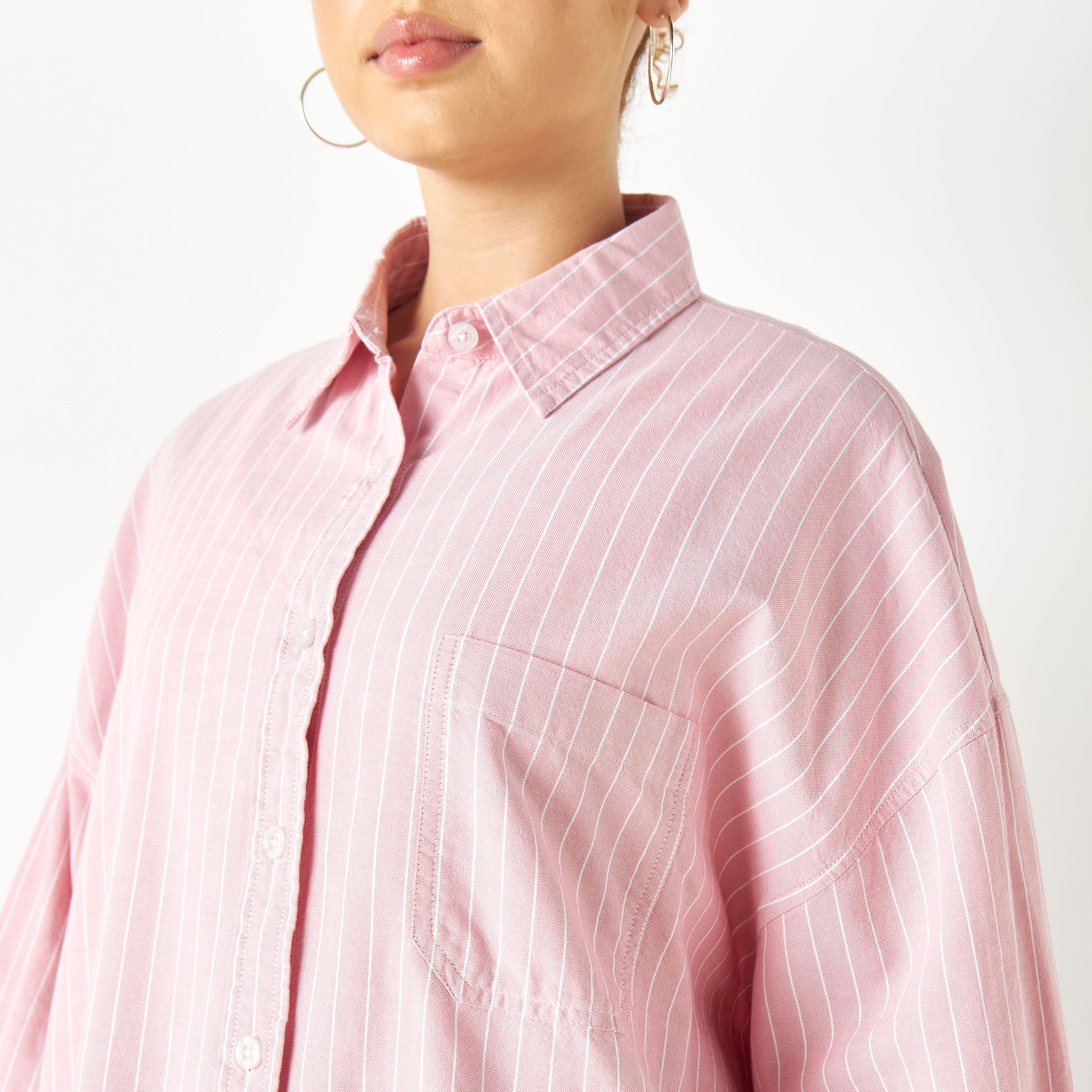 قميص دينم مقلّم طويل بأكمام طويلة من لي كوبر-women-clothing-shirtsandblouses-shirts-image-8