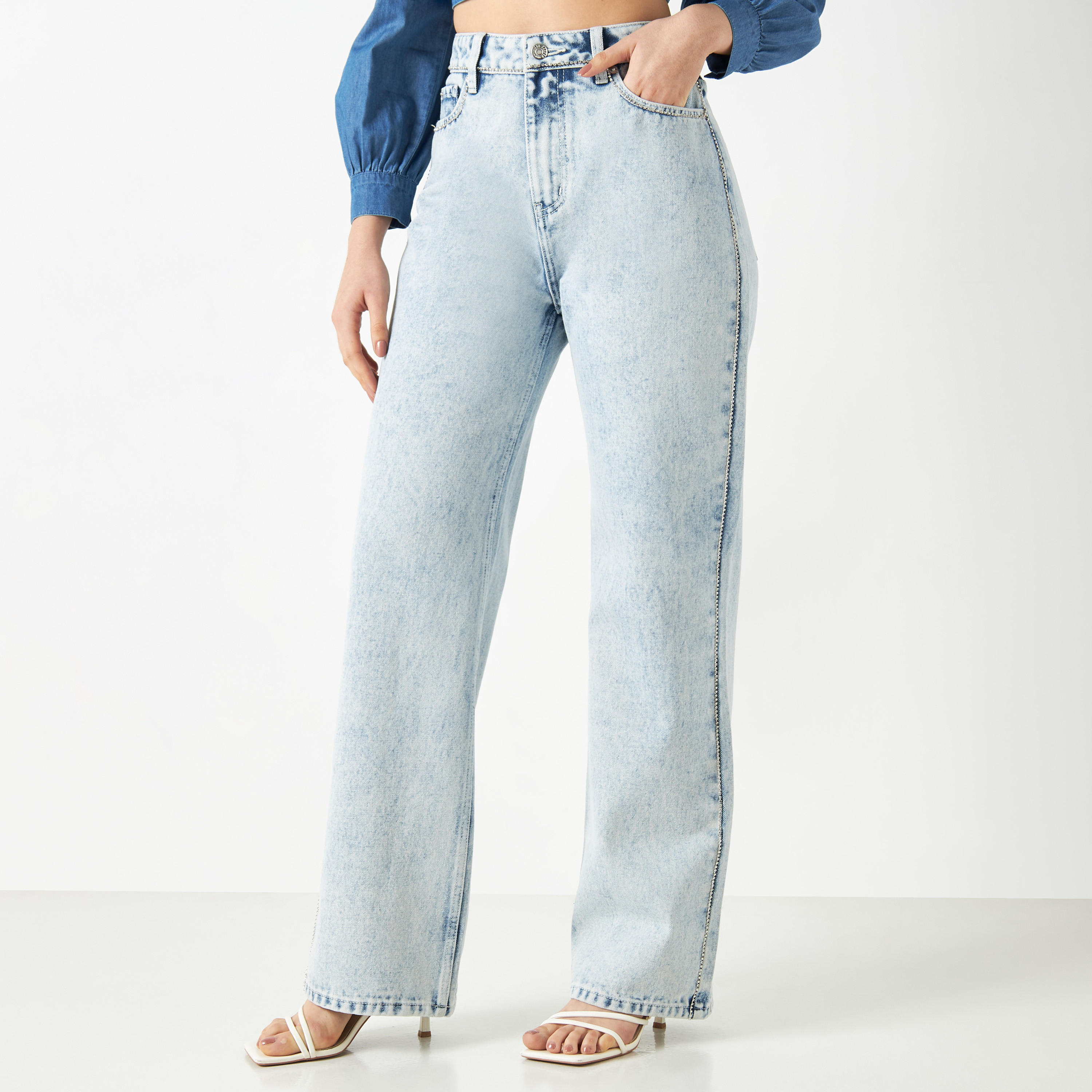 Lee Cooper Wide Leg Jeans with Pockets-women-clothing-bottoms-jeans-image-1