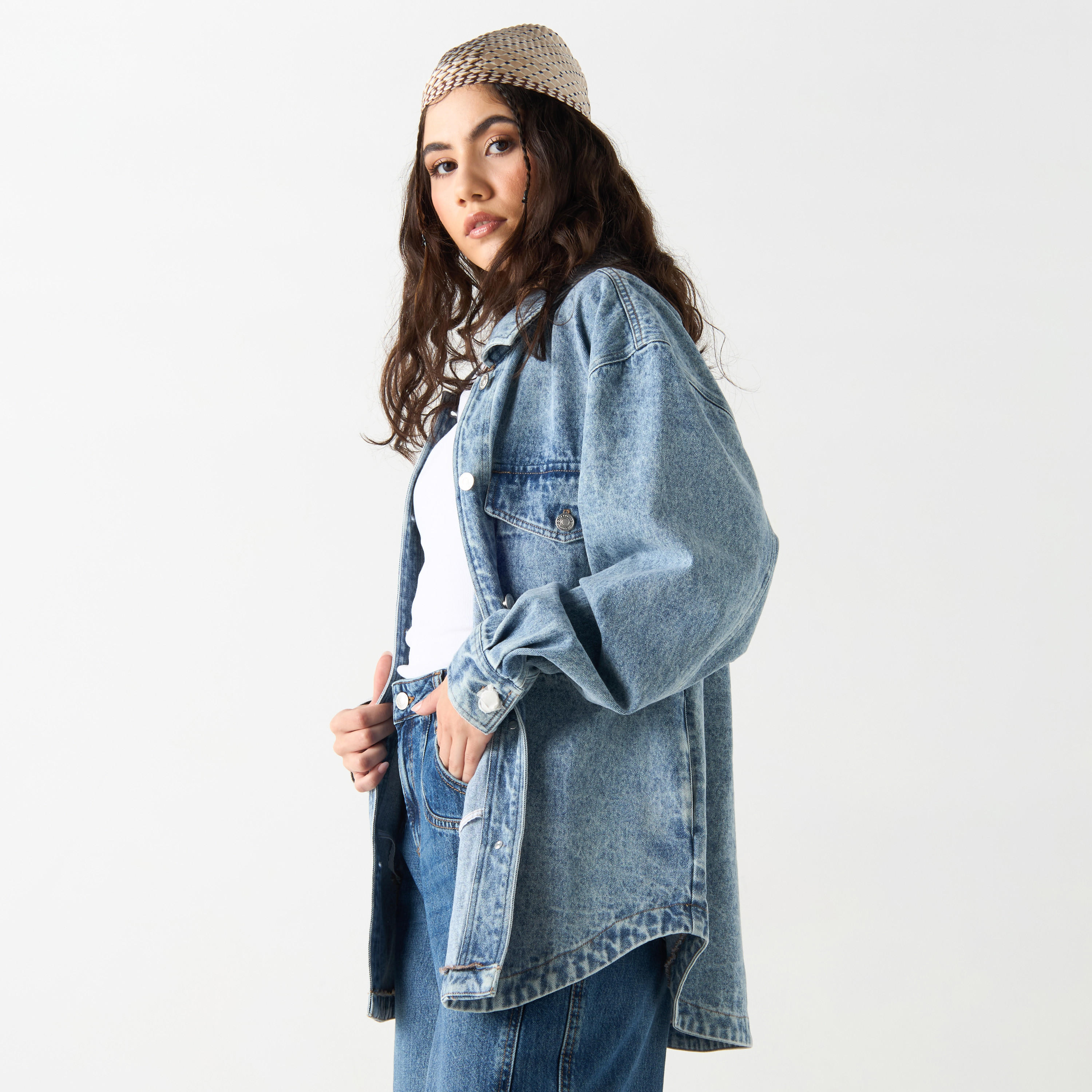 قميص دينم بأكمام طويلة وجيوب من لي كوبر-women-clothing-shirtsandblouses-shirts-image-1