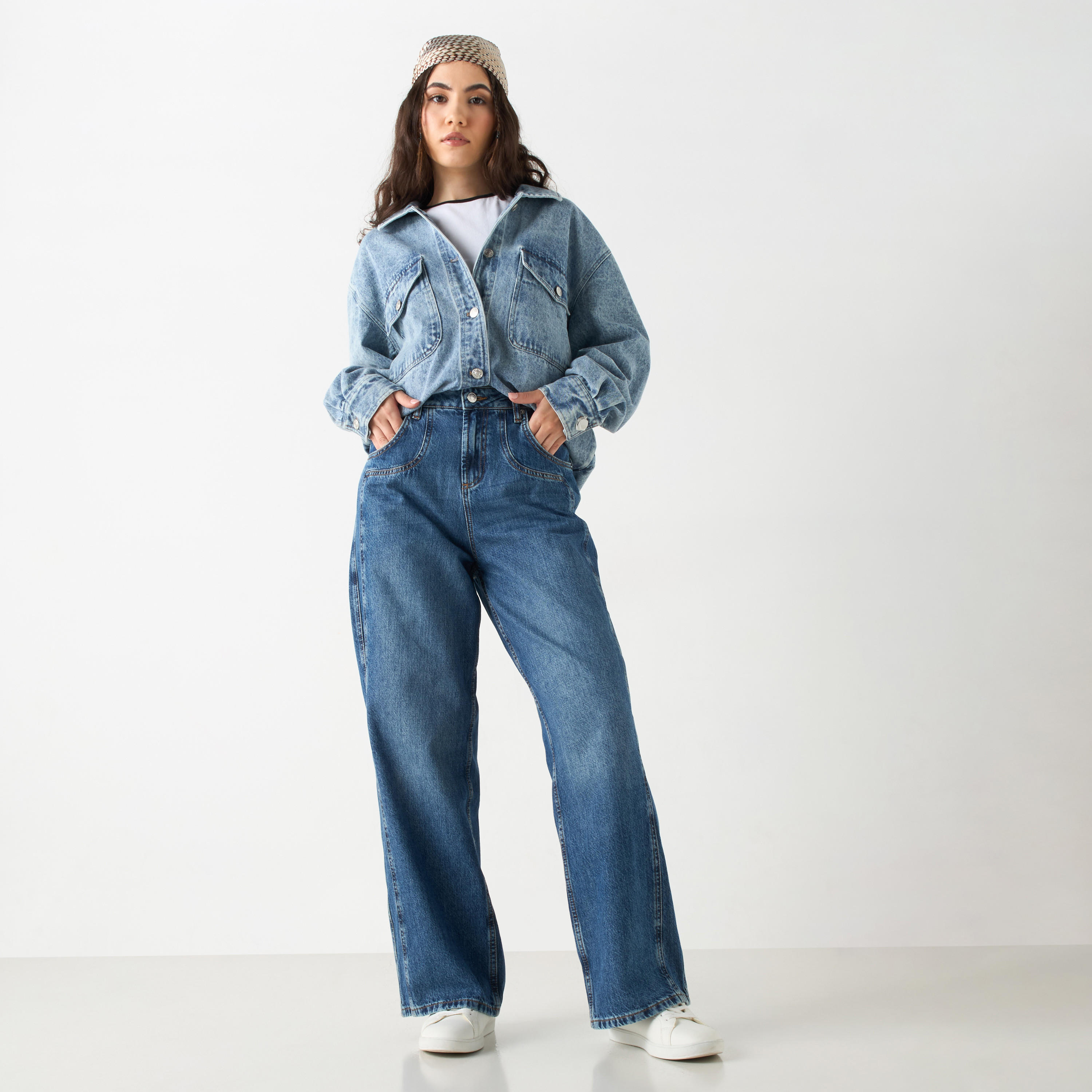 قميص دينم بأكمام طويلة وجيوب من لي كوبر-women-clothing-shirtsandblouses-shirts-image-2