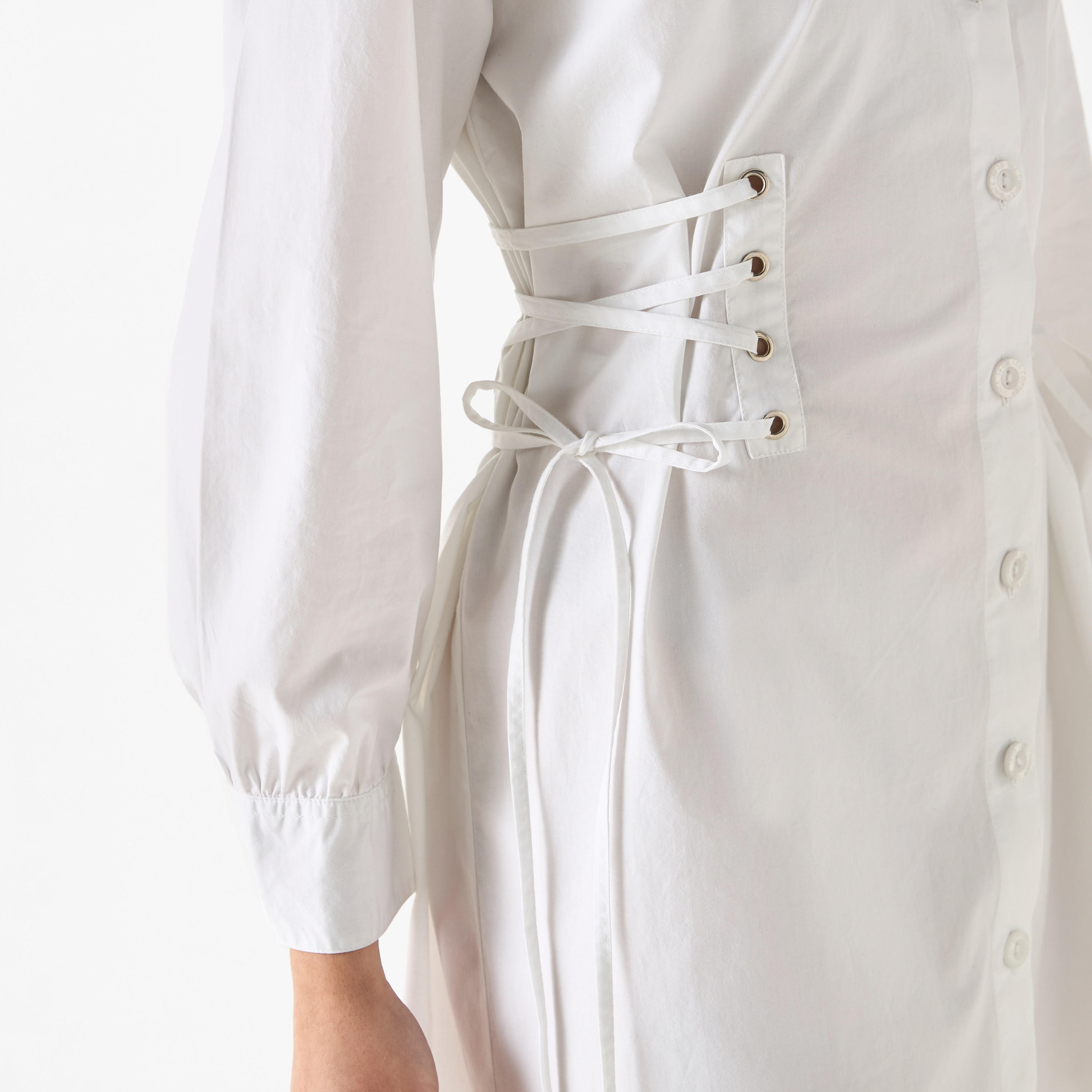Lee Cooper Shirt Cotton Dress with Long Sleeves and Tie-Ups-women-clothing-shirtsandblouses-shirts-image-10