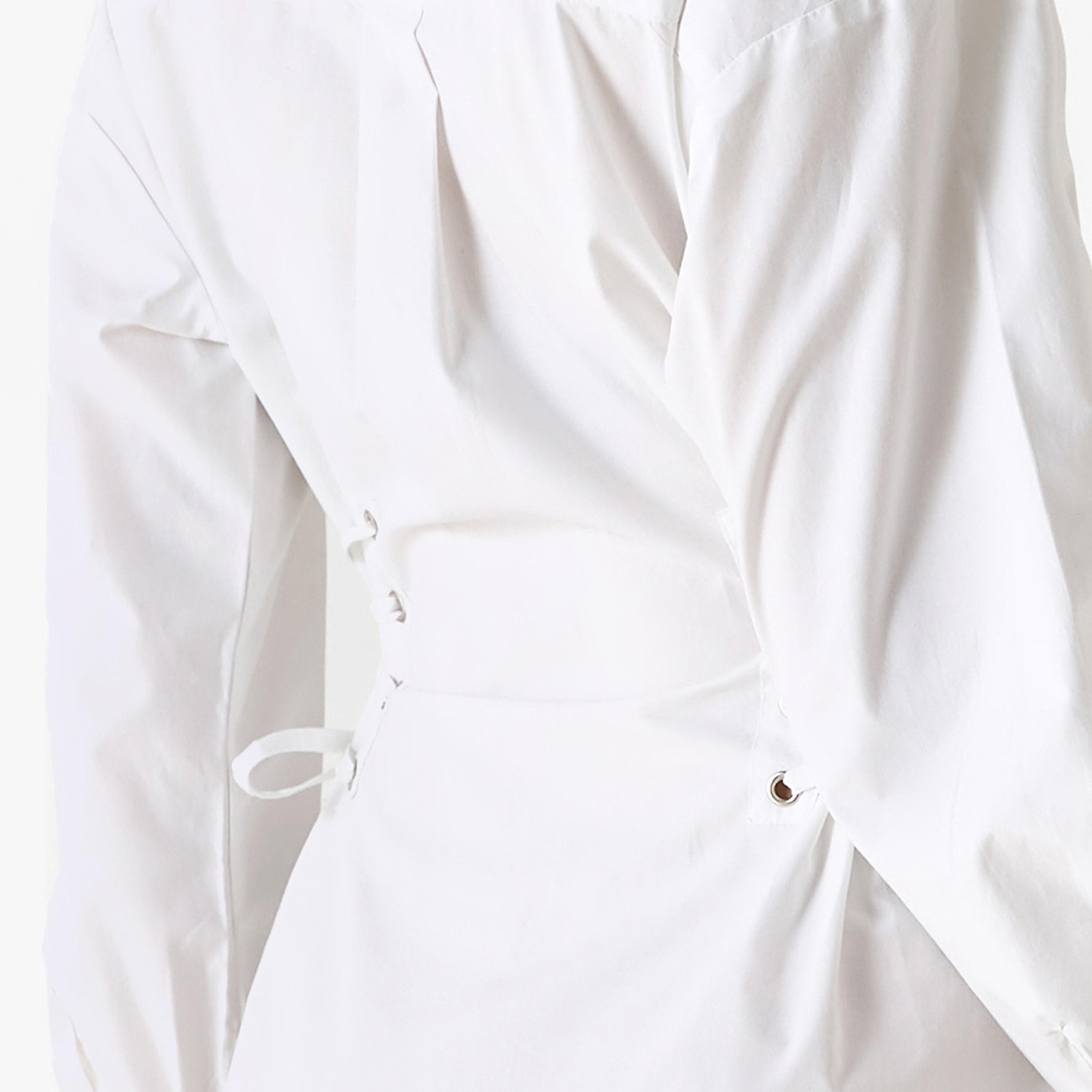 Lee Cooper Shirt Cotton Dress with Long Sleeves and Tie-Ups-women-clothing-shirtsandblouses-shirts-image-12