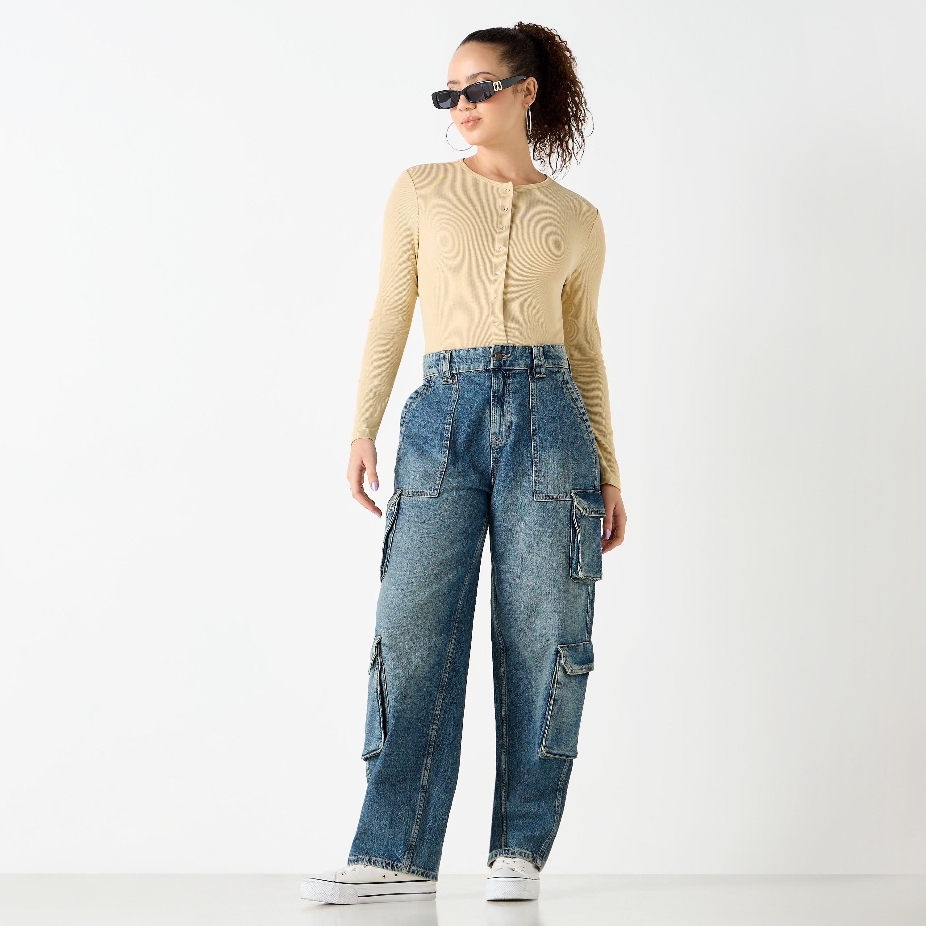 قميص قطن مضلع بأكمام طويلة وإغلاق أزرار-women-clothing-shirtsandblouses-shirts-image-6