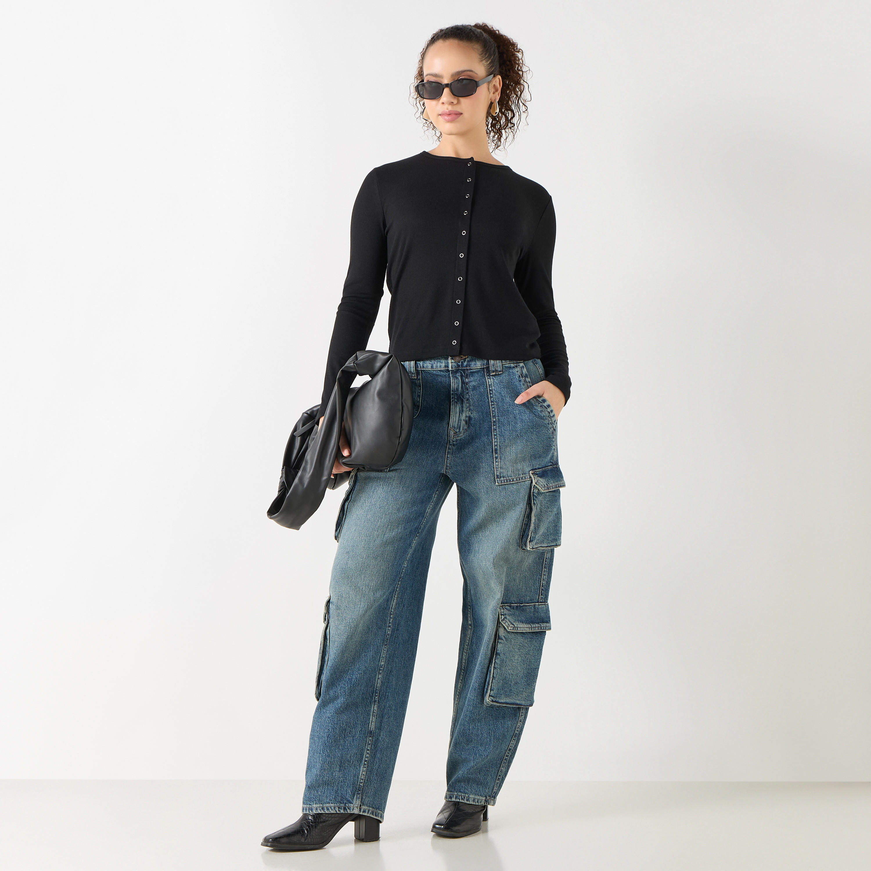 قميص قطن مضلع بأكمام طويلة وإغلاق أزرار-women-clothing-shirtsandblouses-shirts-image-14