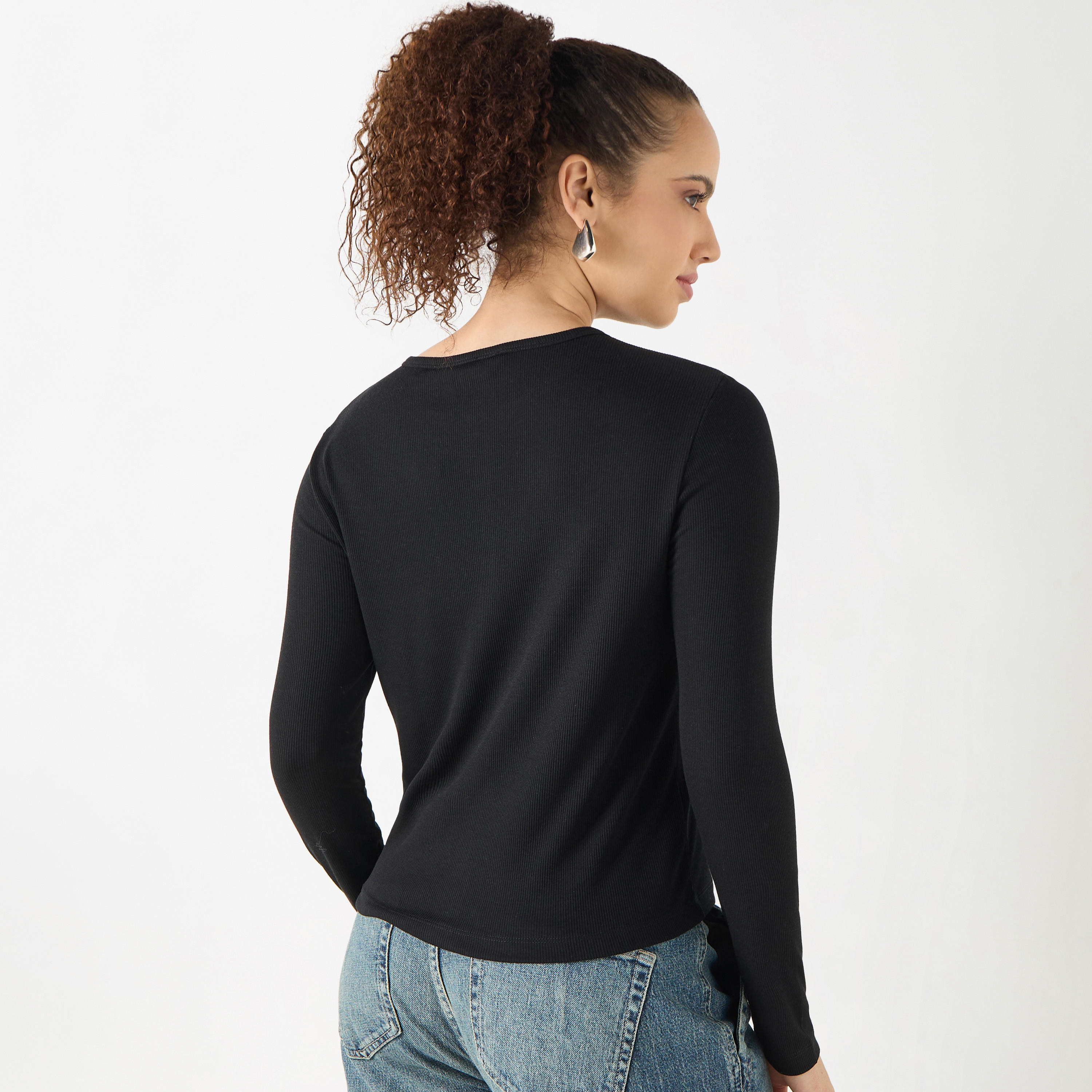 قميص قطن مضلع بأكمام طويلة وإغلاق أزرار-women-clothing-shirtsandblouses-shirts-image-15