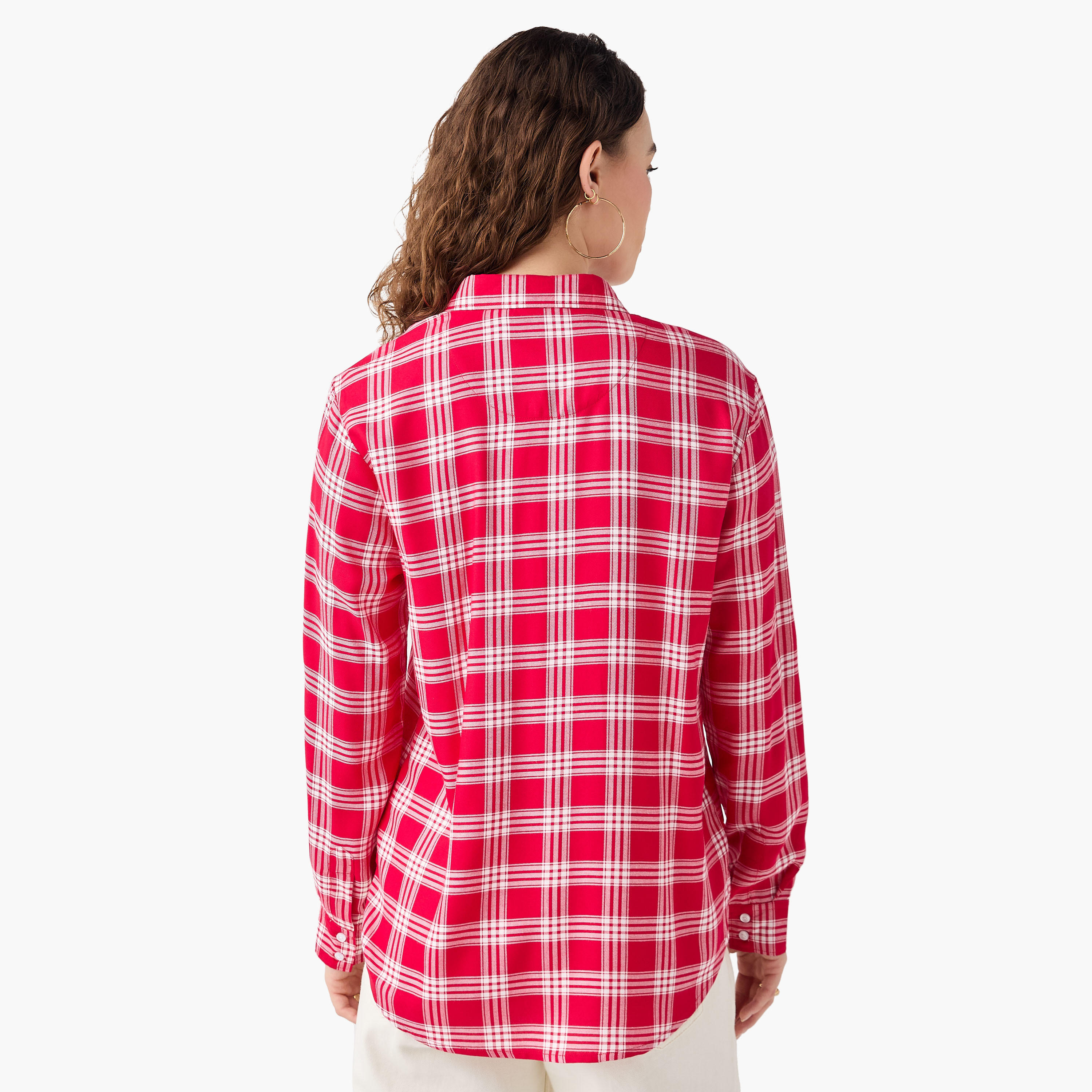 Lee Cooper Regular Fit Checked Collared Shirt with Long Sleeves-women-clothing-shirtsandblouses-shirts-image-3