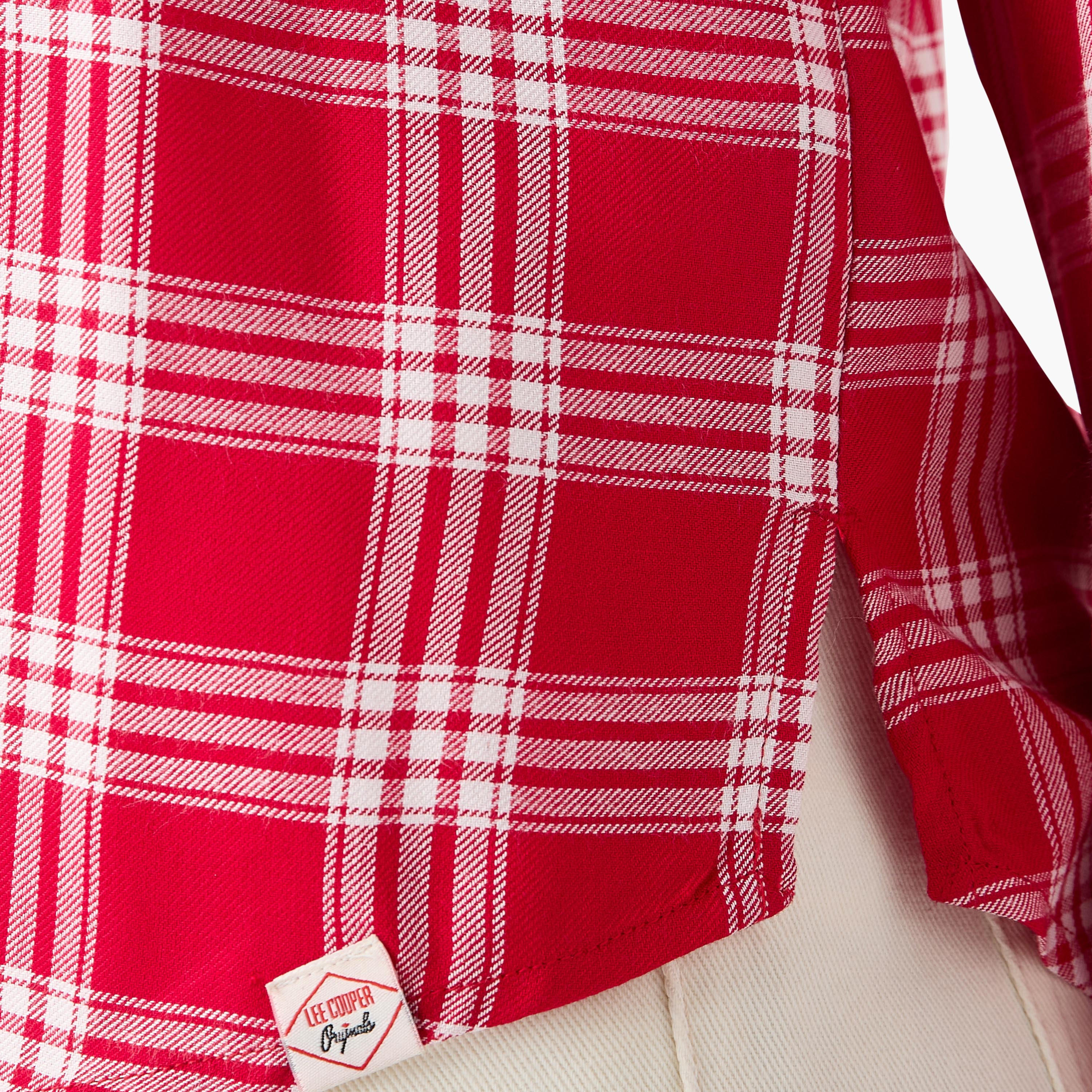 Lee Cooper Regular Fit Checked Collared Shirt with Long Sleeves-women-clothing-shirtsandblouses-shirts-image-5