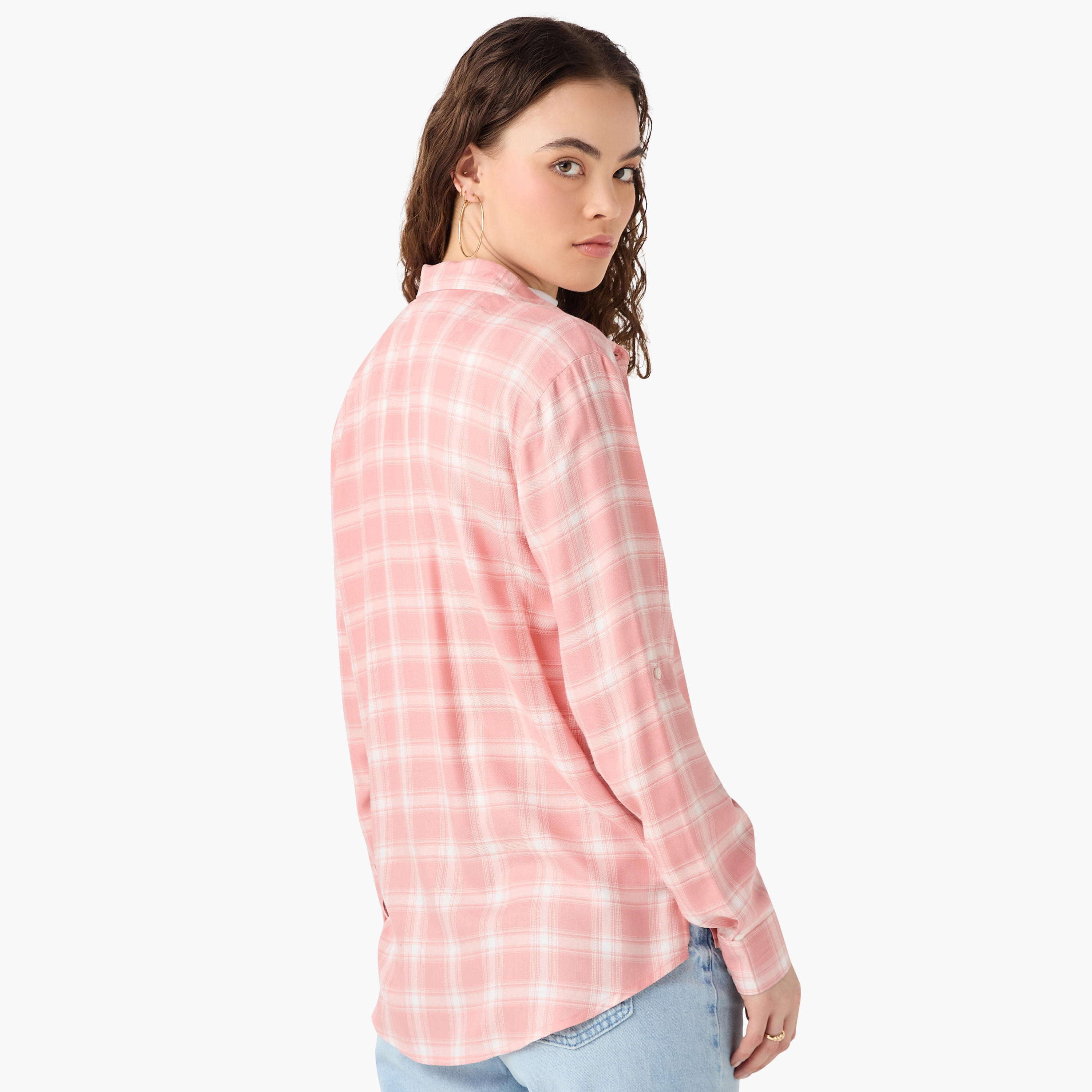 Lee Cooper Regular Fit Checked Collared Shirt with Long Sleeves-women-clothing-shirtsandblouses-shirts-image-3