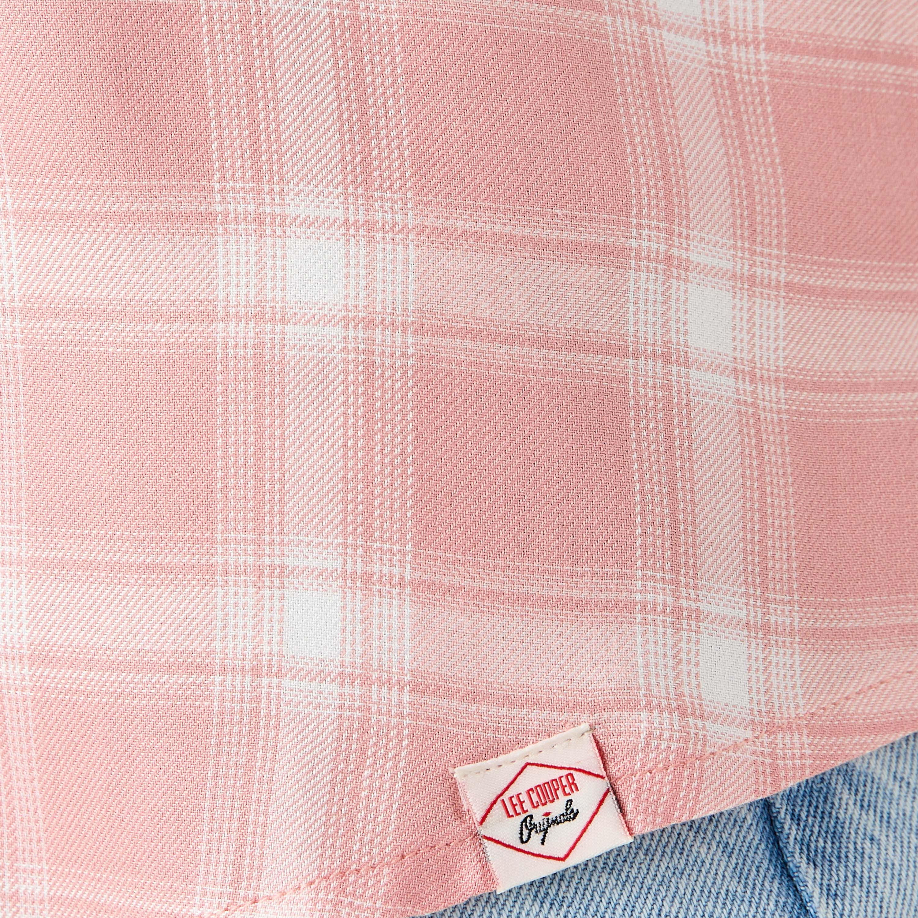 Lee Cooper Regular Fit Checked Collared Shirt with Long Sleeves-women-clothing-shirtsandblouses-shirts-image-5