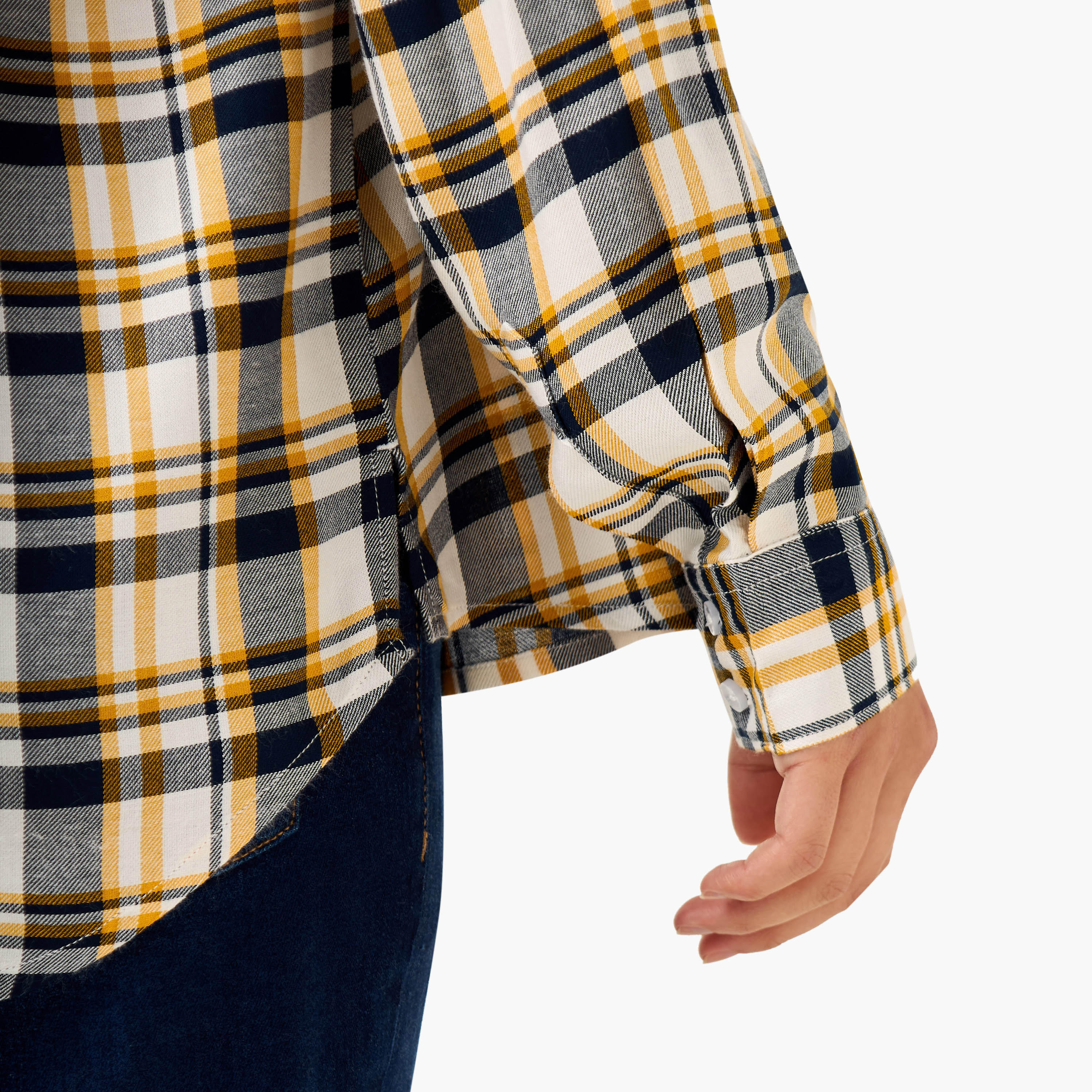 قميص كاروهات بياقة وأكمام طويلة وقصة عادية من لي كوبر-women-clothing-shirtsandblouses-shirts-image-2