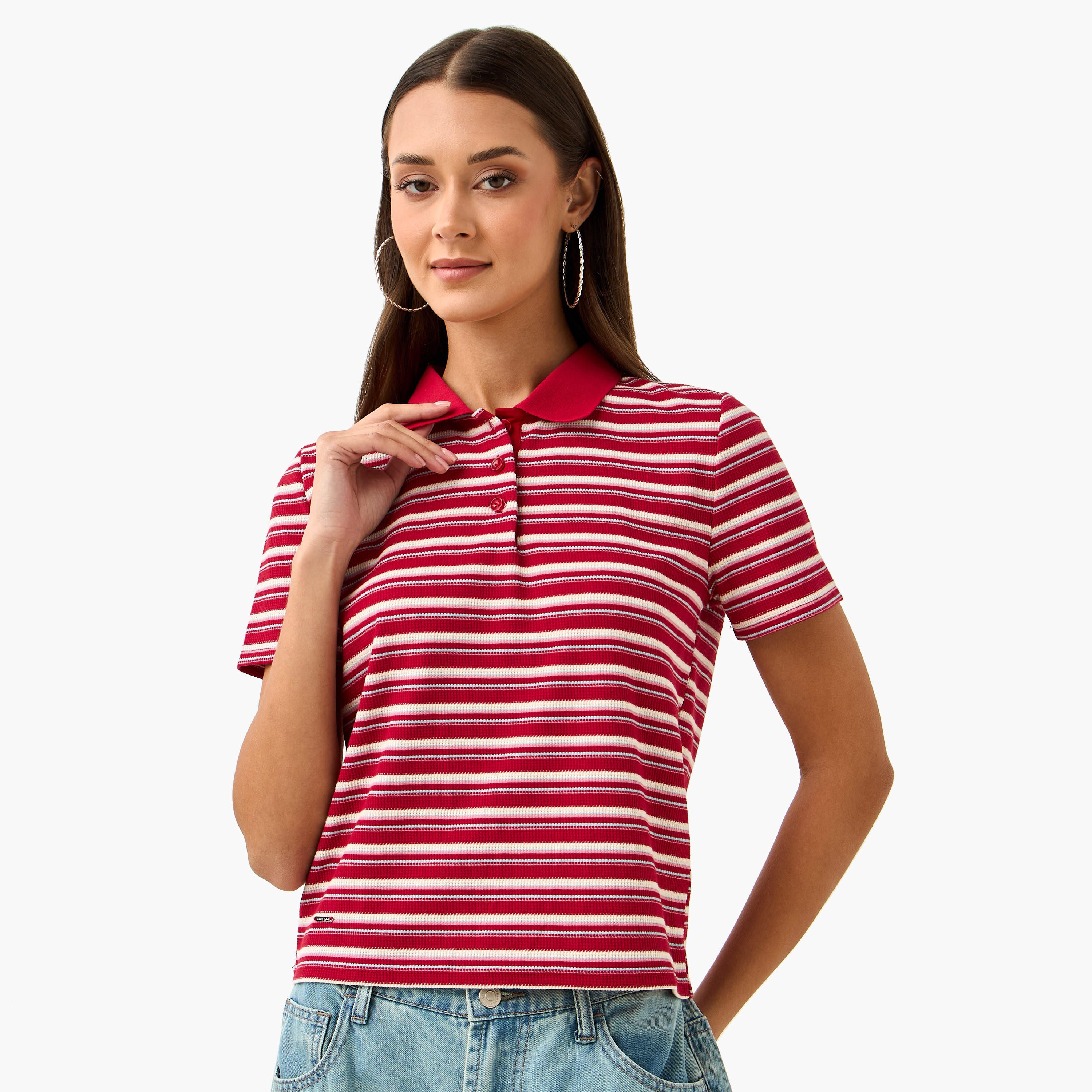 Lee Cooper Striped Polo Cotton T-shirt-women-clothing-tshirts-image-1
