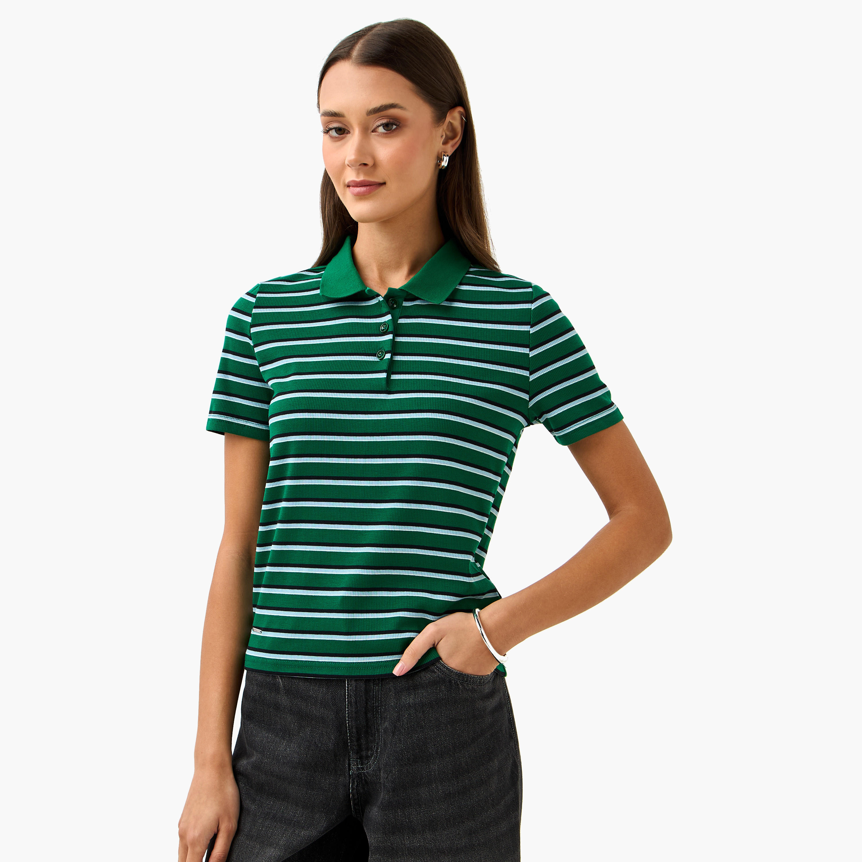 Lee Cooper Striped Polo Cotton T-shirt-women-clothing-tshirts-image-1