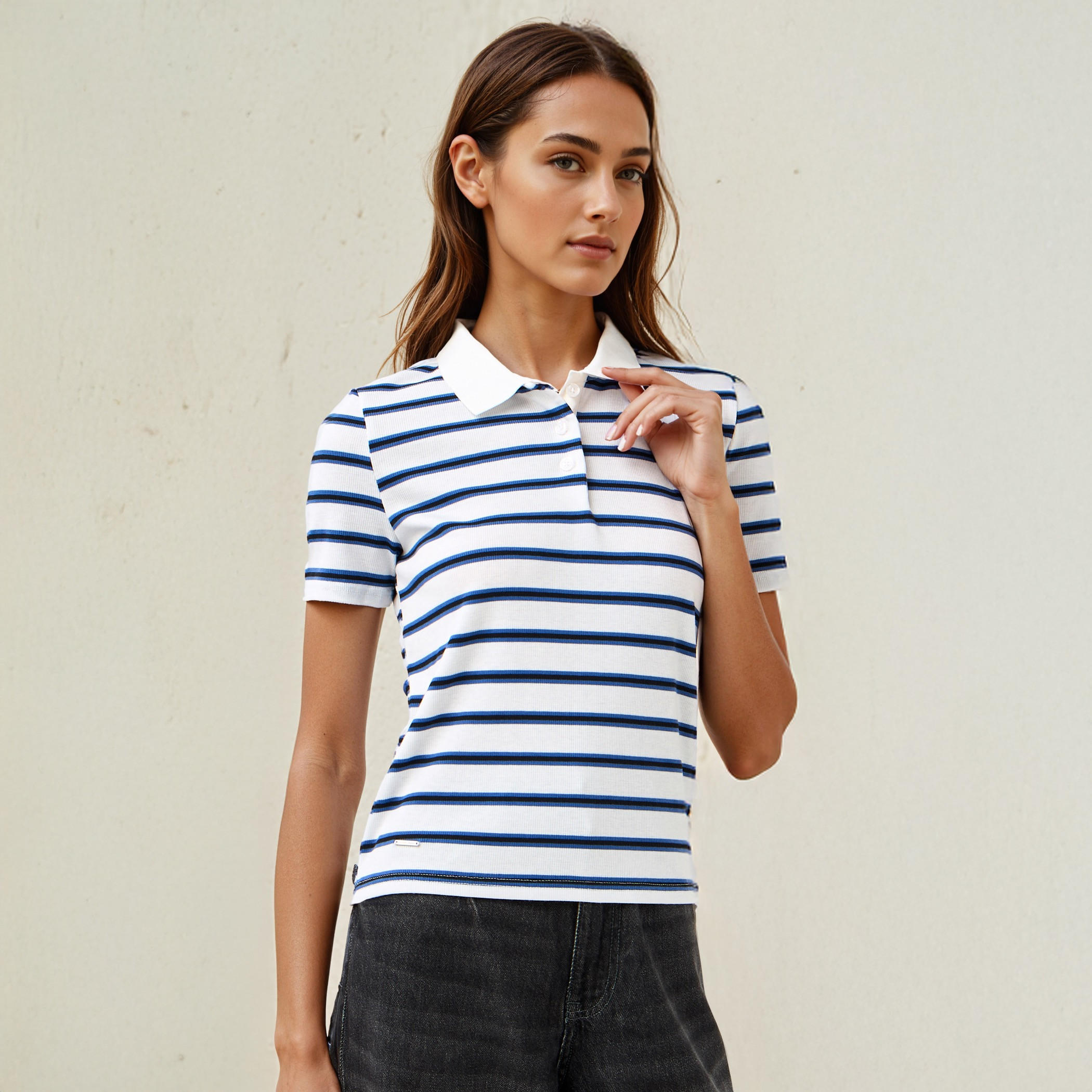Lee Cooper Striped Polo Cotton T-shirt-women-clothing-tshirts-image-1