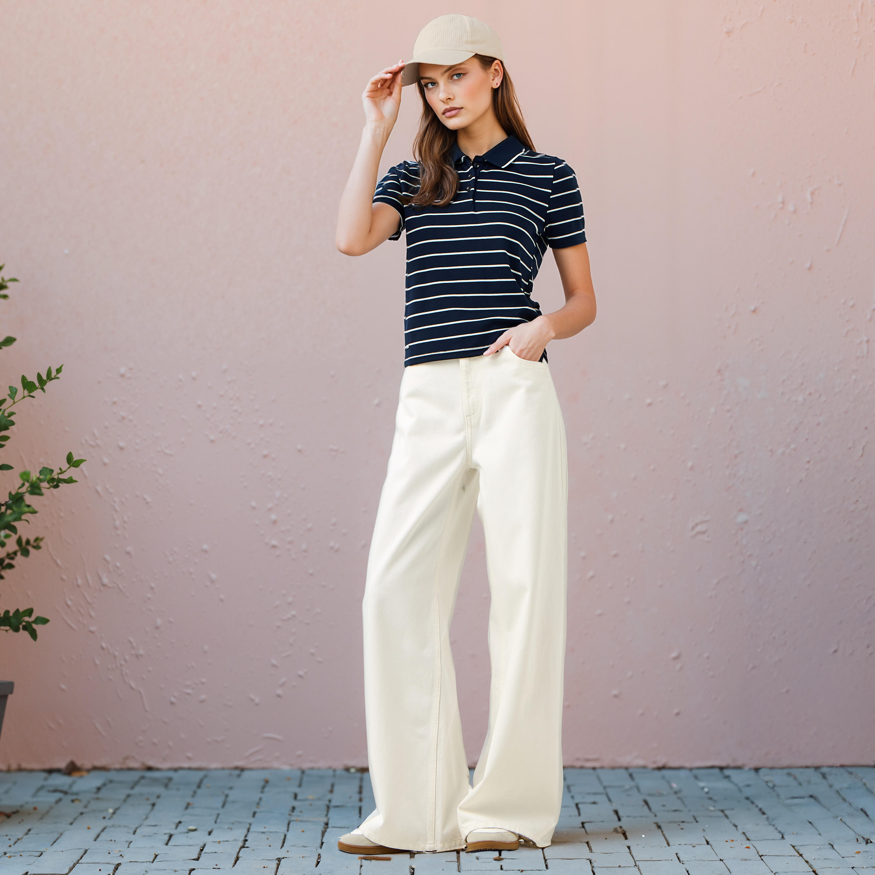تيشيرت بولو قطن مقلّم من لي كوبر-women-clothing-tshirts-image-2
