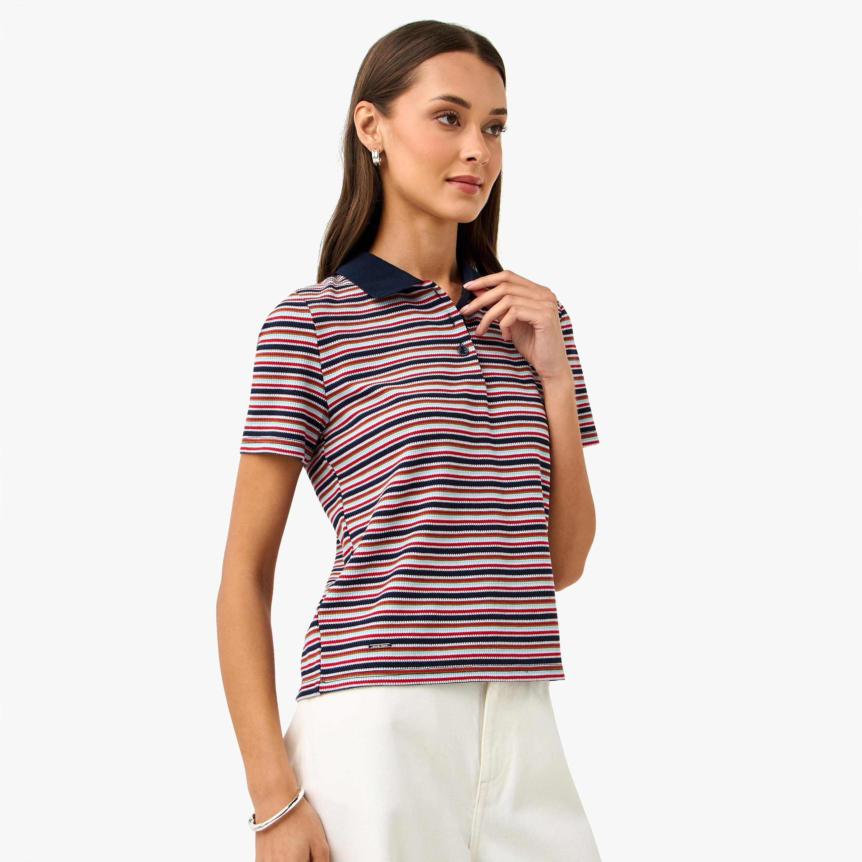 Lee Cooper Striped Polo Cotton T-shirt-women-clothing-tshirts-image-1